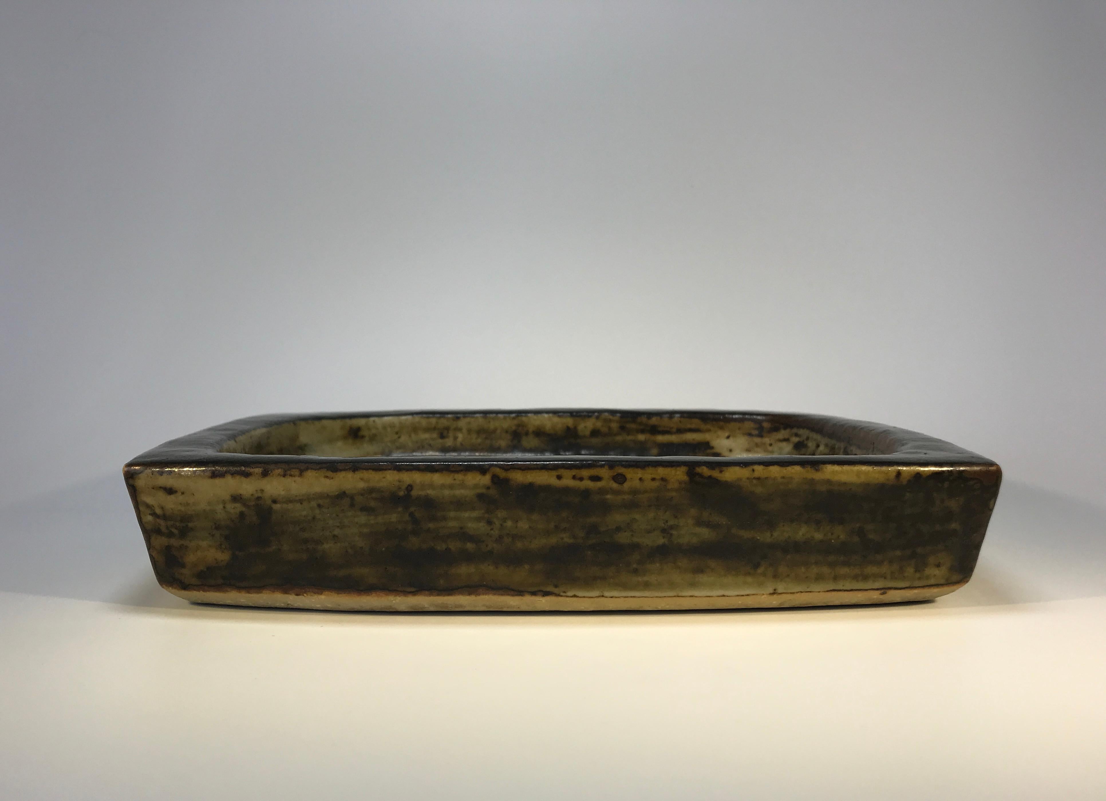 20th Century Jorgen Mogensen for Royal Copenhagen 1960s Scarab Beetle Oblong Dark Glazed Dish