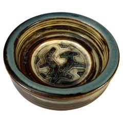 Jorgen Mogensen For Royal Copenhagen Piatto in gres smaltato astratto verde acqua #21942