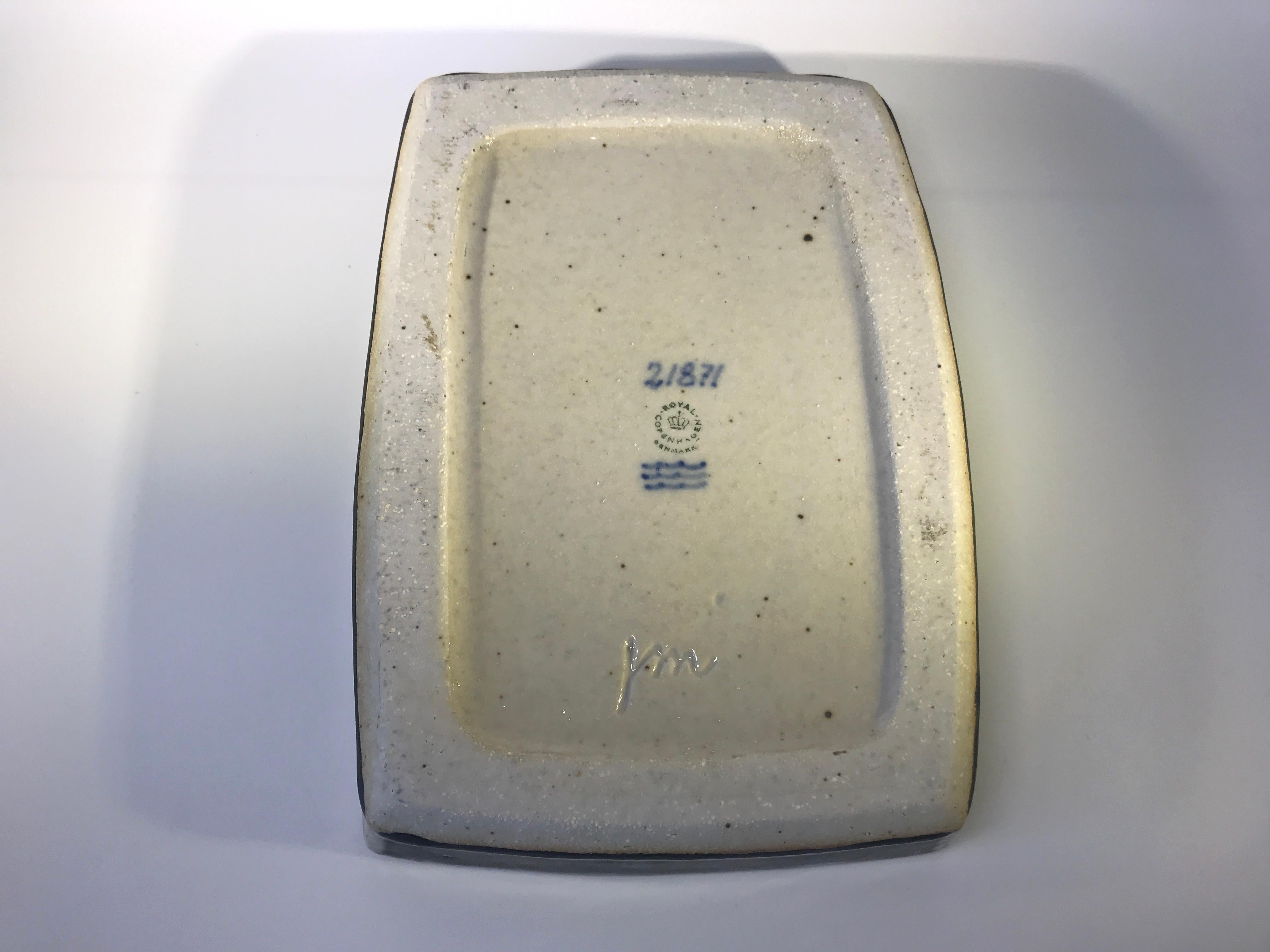 Ceramic Jorgen Mogensen For Royal Copenhagen Scarab Stoneware Dish #21871 For Sale