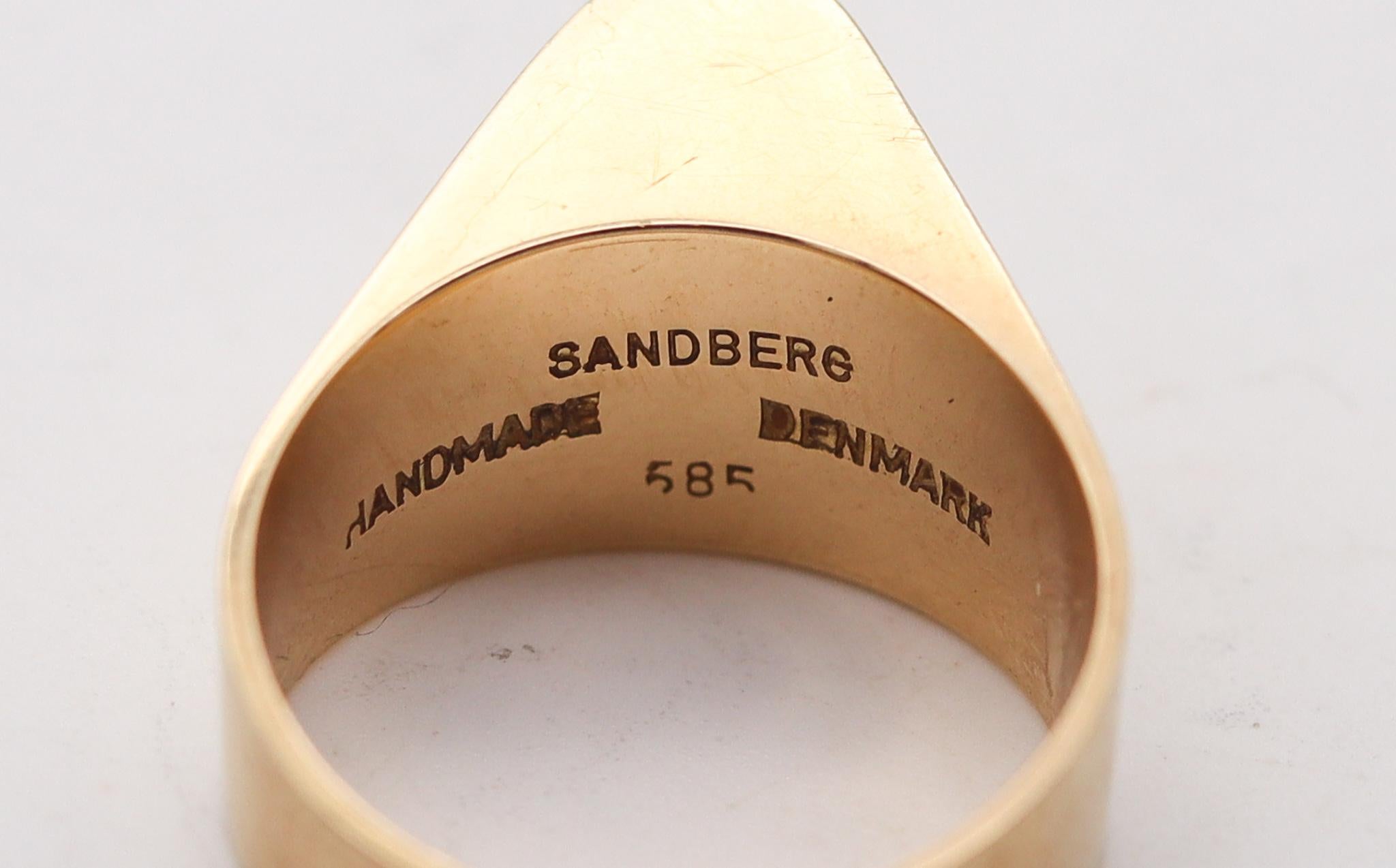 Jörgen Sandberg 1970 Dänemark Aerodynamischer Ring aus poliertem 14Kt Gelbgold für Damen oder Herren