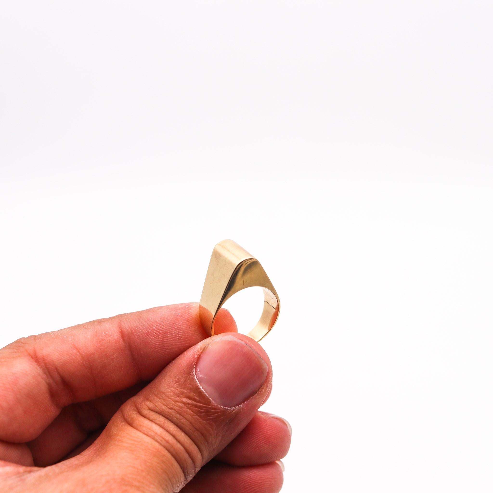 Jörgen Sandberg 1970 Dänemark Aerodynamischer Ring aus poliertem 14Kt Gelbgold 1