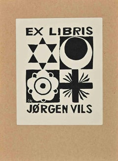  Ex Libris – Jorgen Vils – Holzschnitt von Jorgen Vils Pedersen – 1950er Jahre