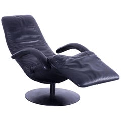 Jori Designer Leather Armchair One-Seat Black Recliner