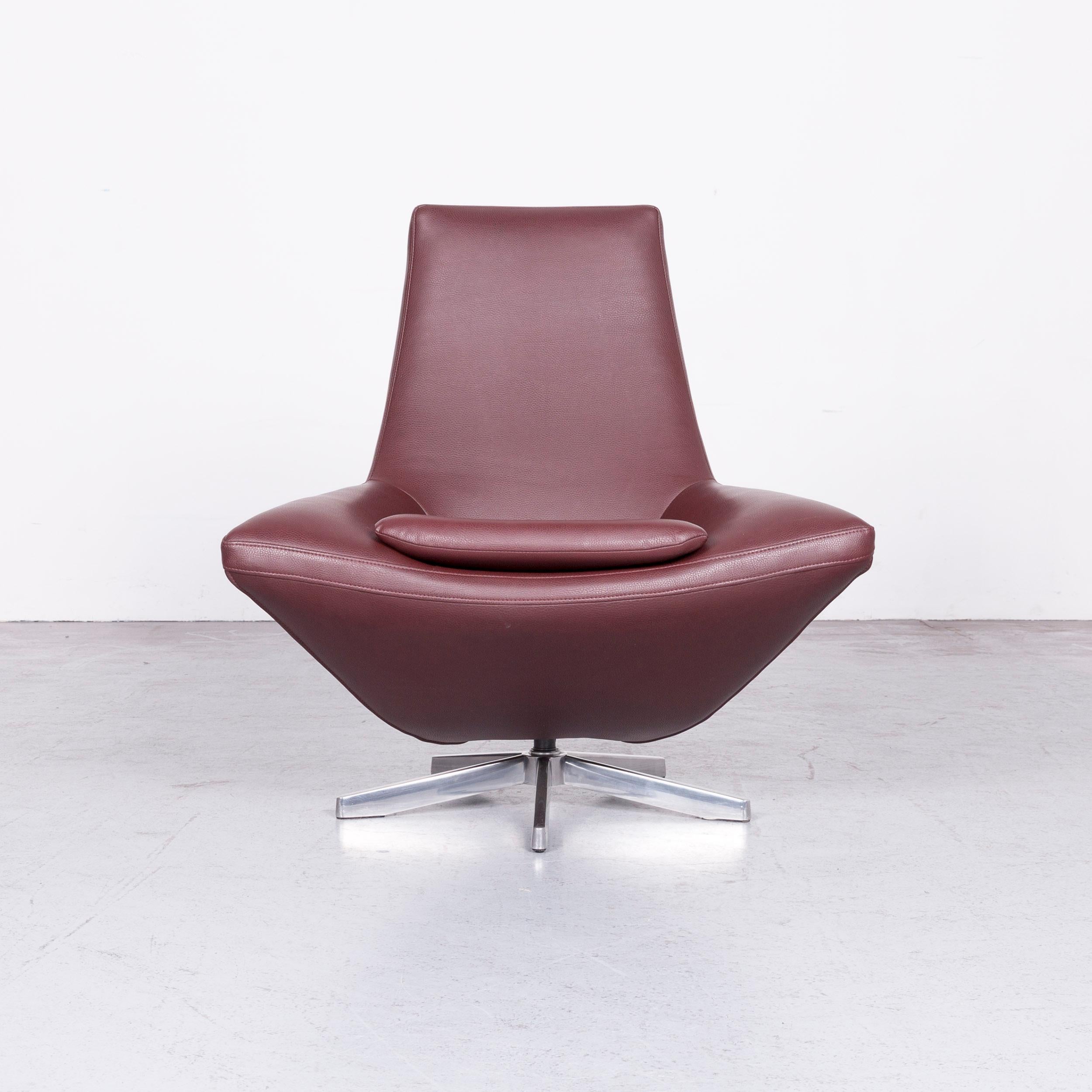 JORI Designer Leatherette Armchair Set One-Seat Bordeaux Revolving Chair In Good Condition For Sale In Cologne, DE