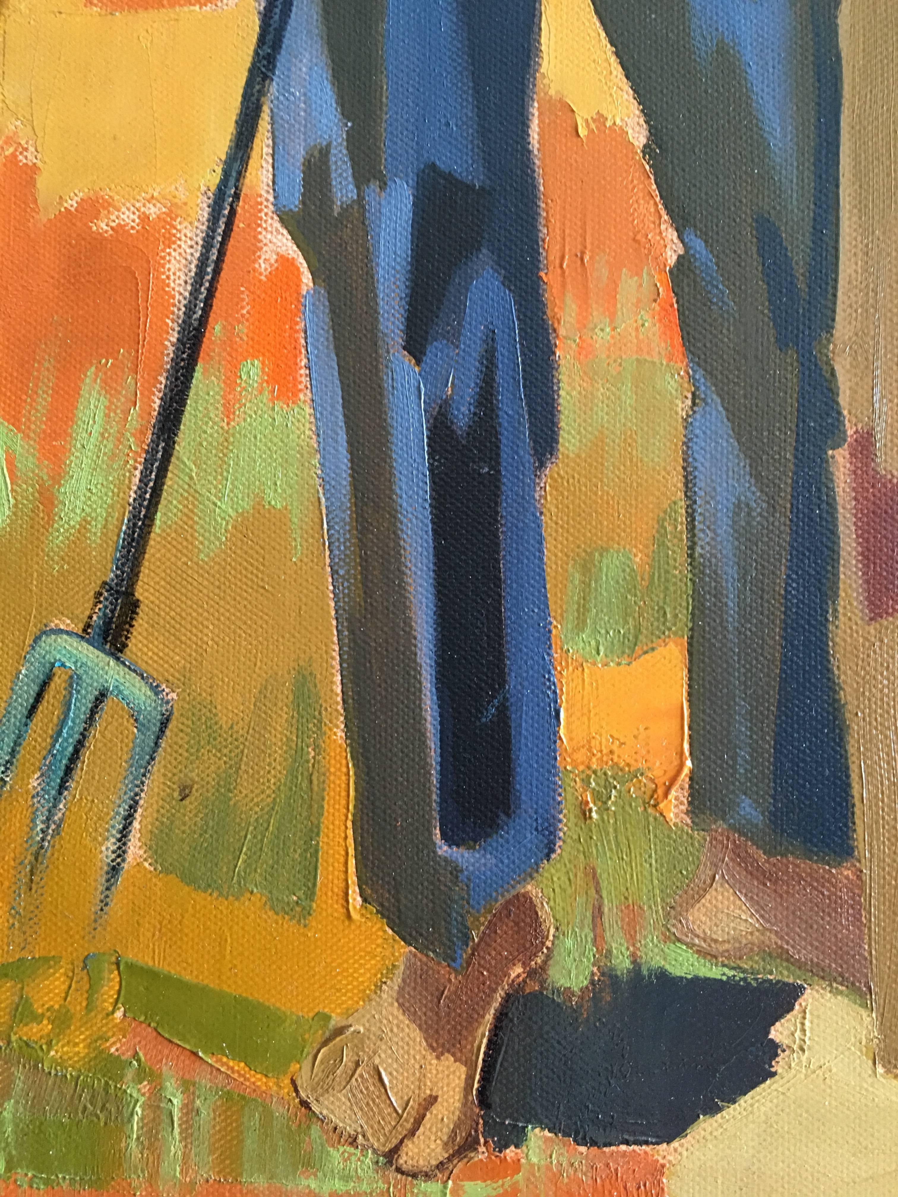 Harvest in the field After Summer, Oil on canvas, Colorful Expressionist Style 11