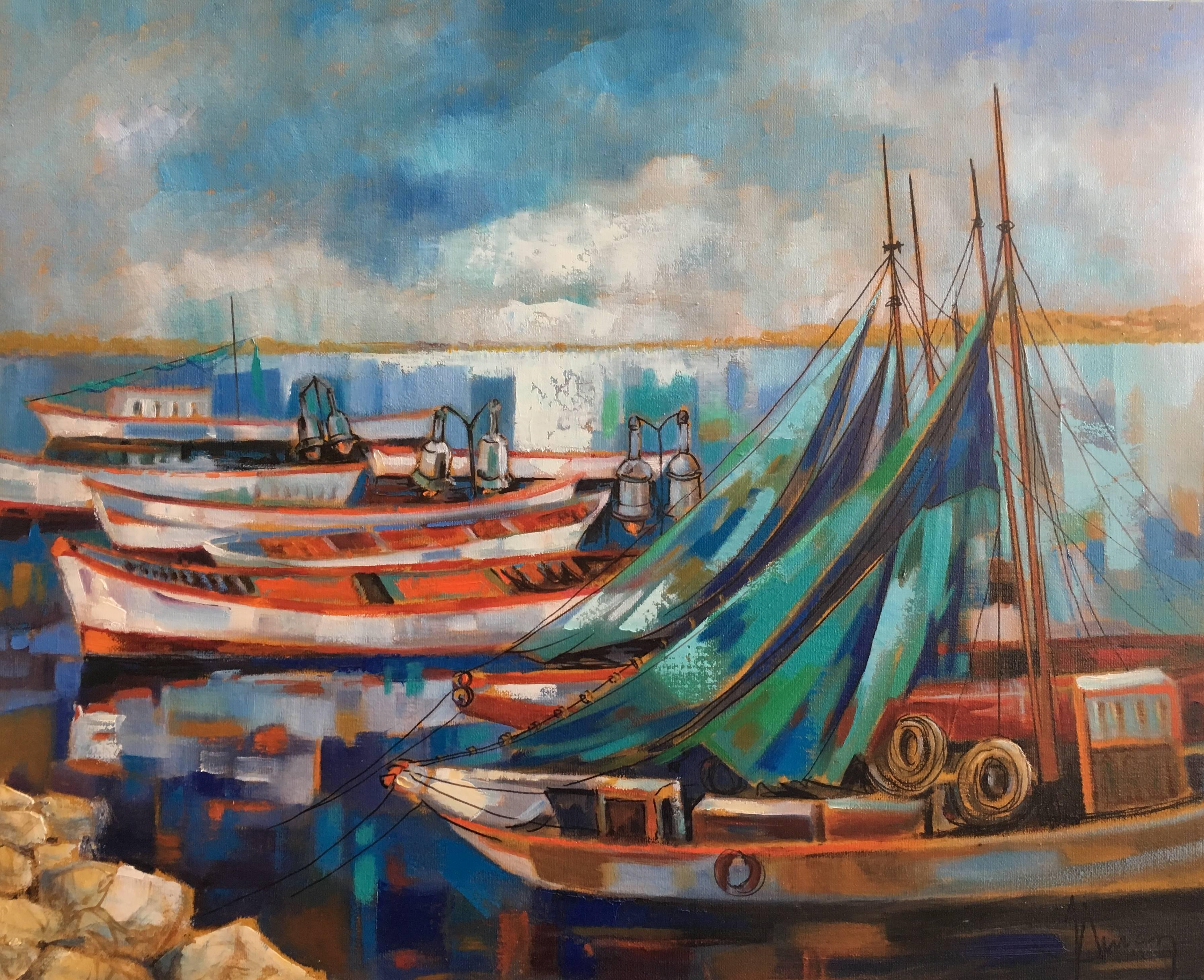Jori Duran Landscape Painting - Barques et lamparos