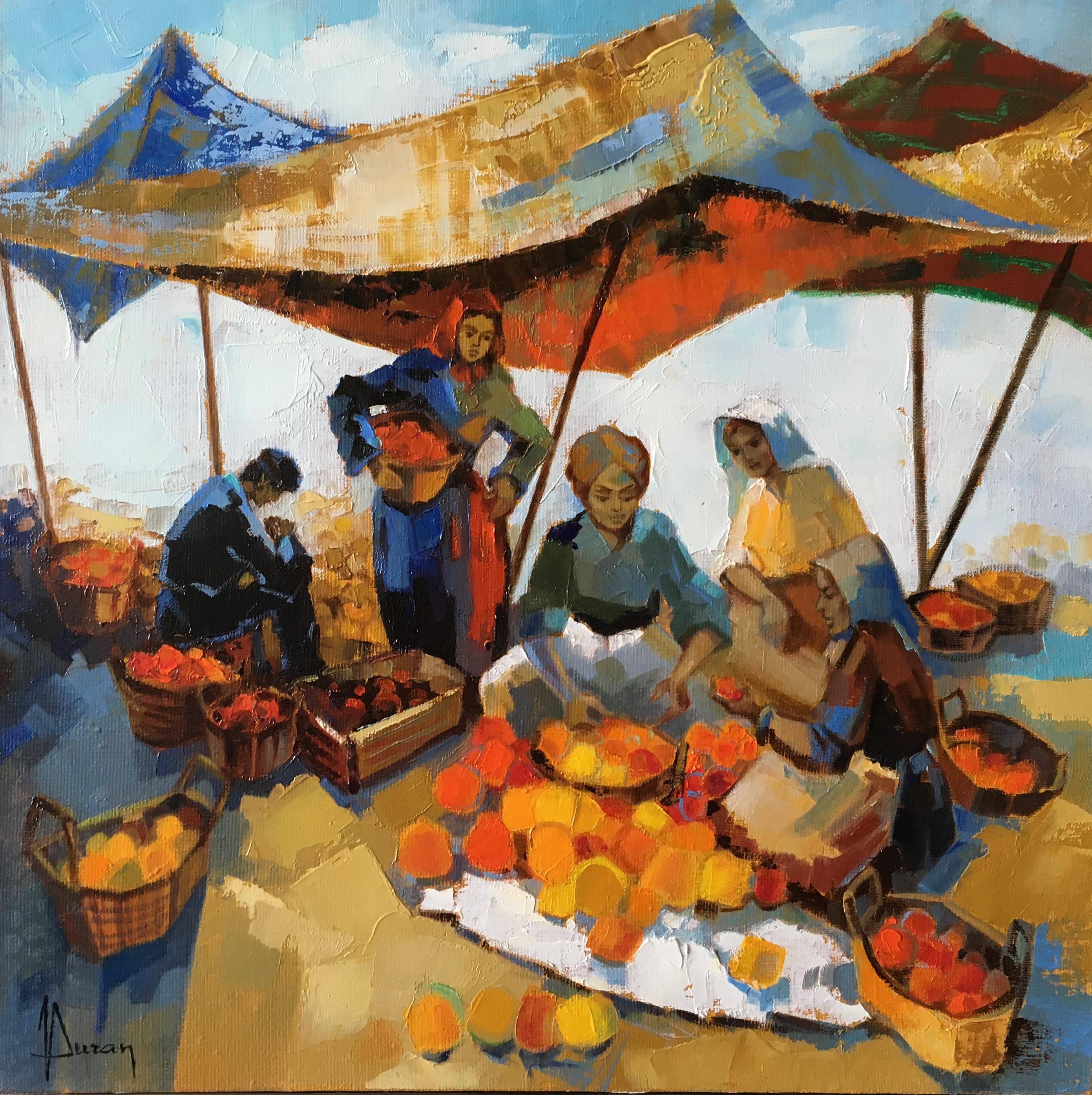 Jori Duran Figurative Painting - "Citrus fruits market" 