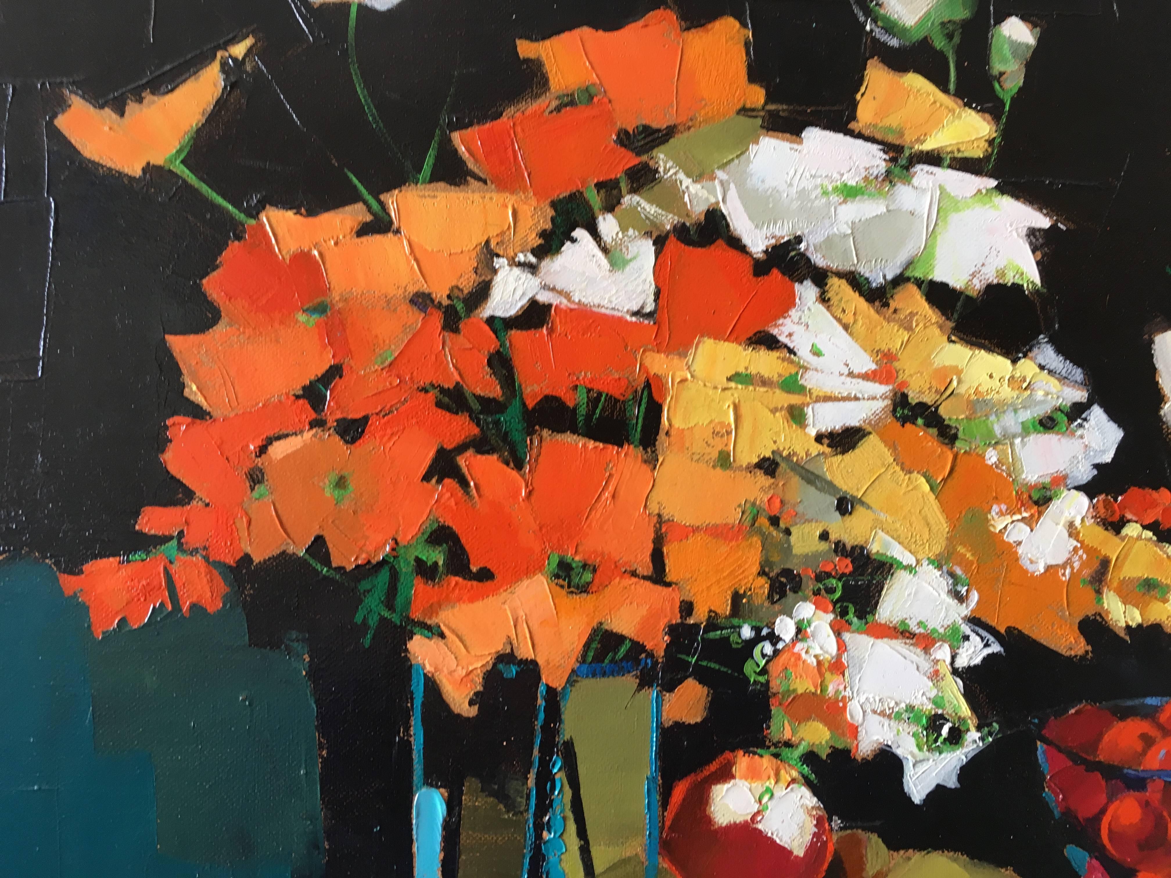 Flowers and fruits, still life  – Painting von Jori Duran