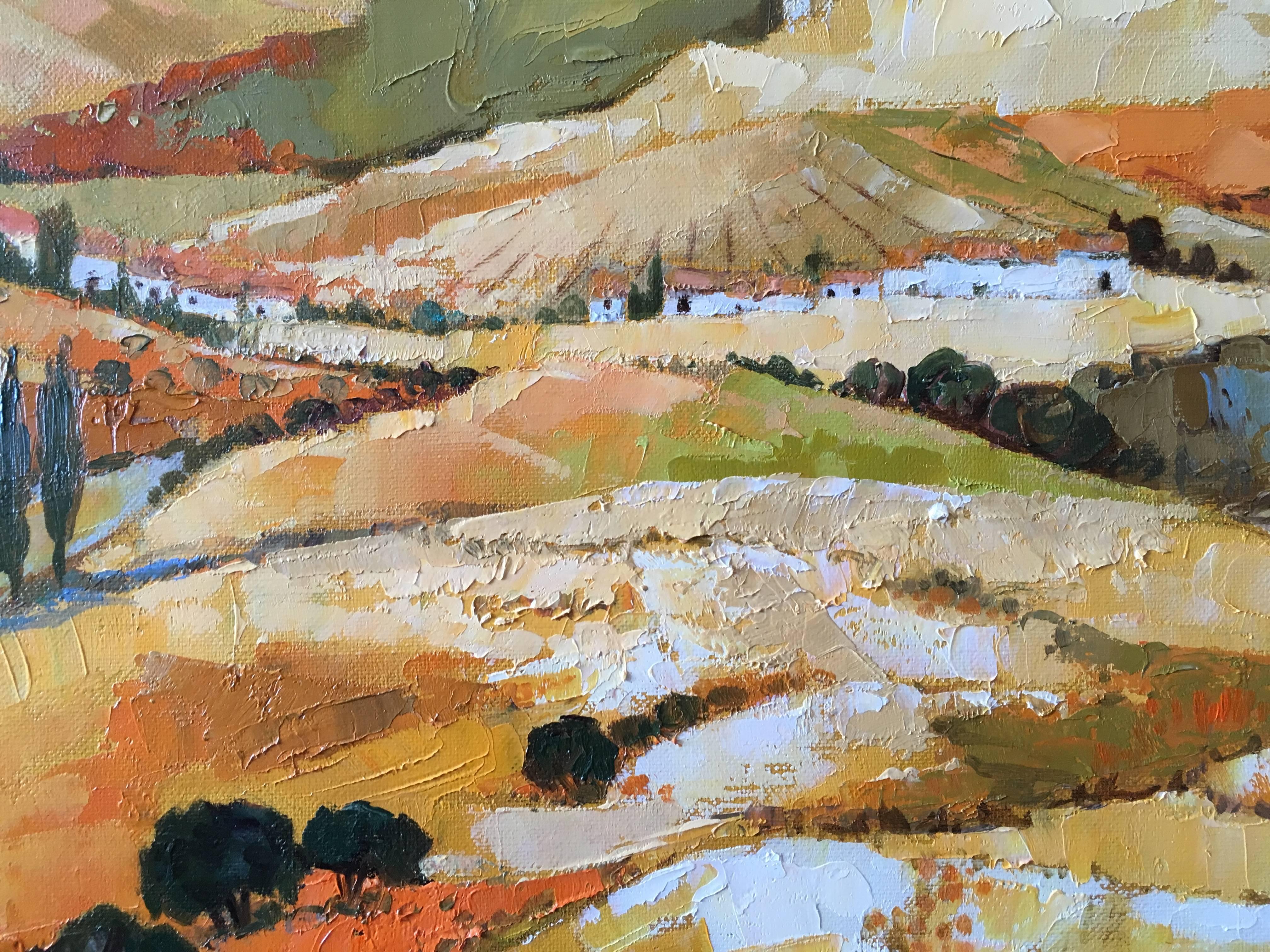 Moclin - Brown Landscape Painting by Jori Duran