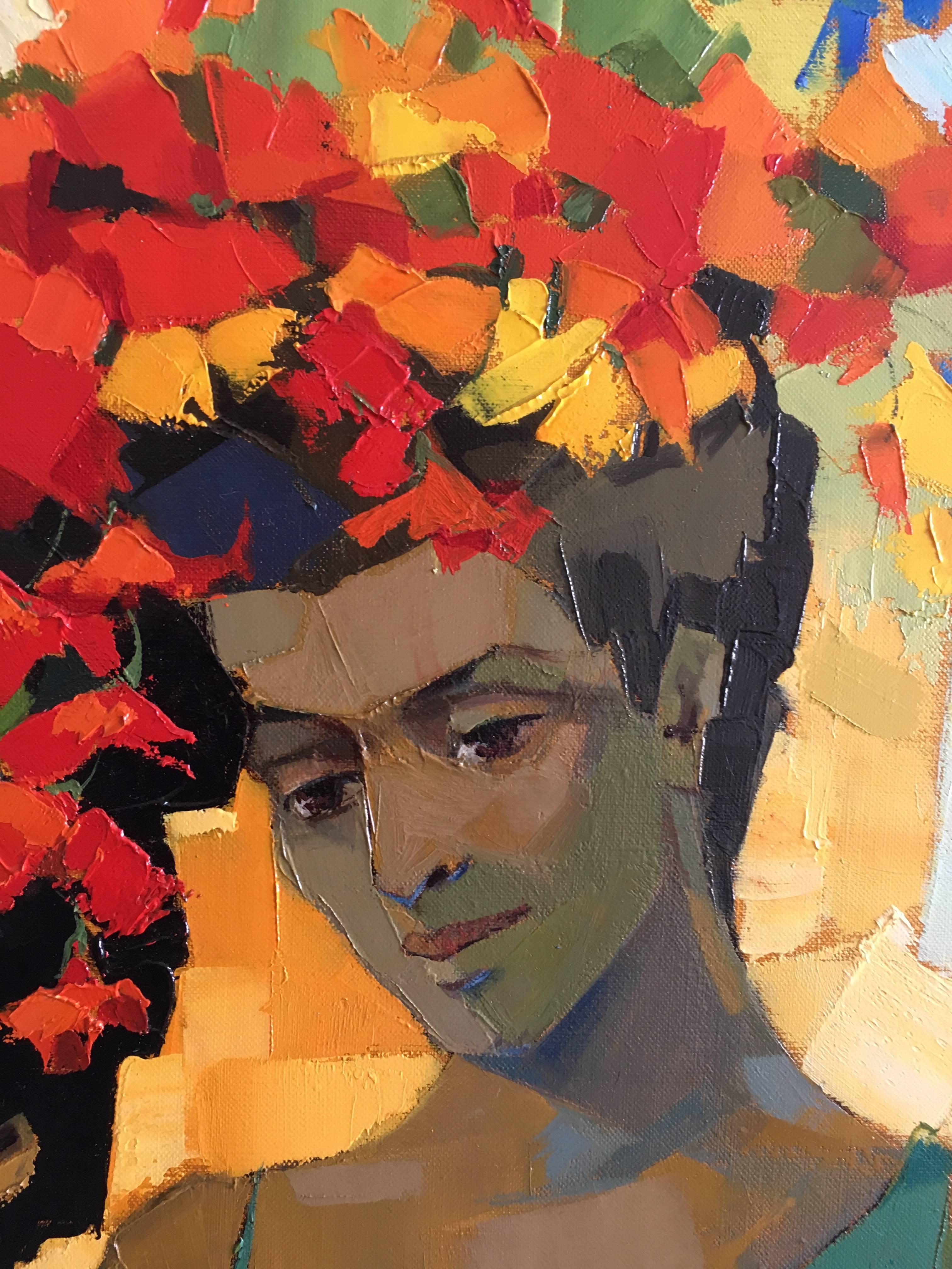 Portuguese flowers - Brown Figurative Painting by Jori Duran