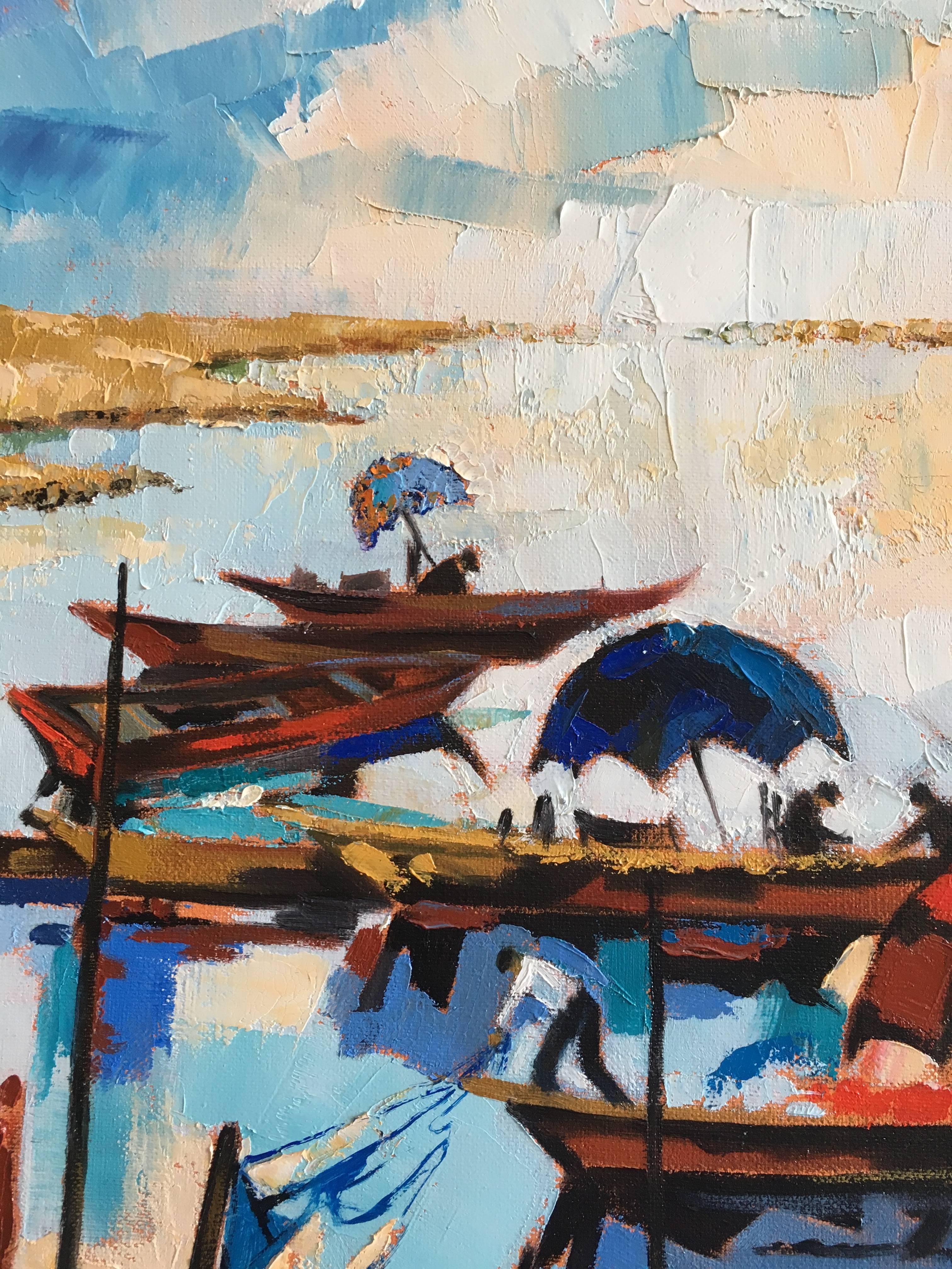 The fishermen's lagoon - Expressionist Painting by Jori Duran