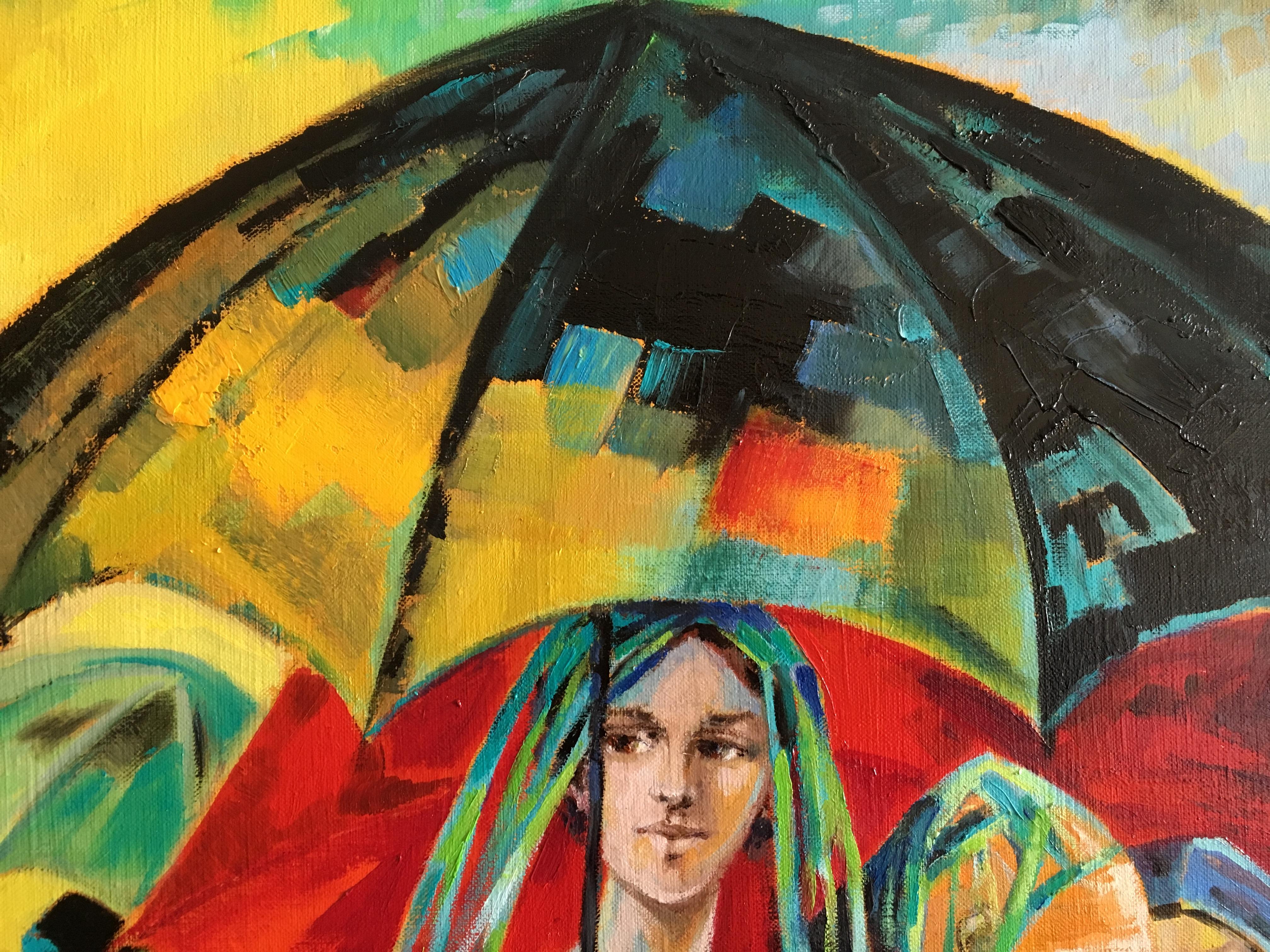 The umbrellas, oil on canvas, expressionist style 1