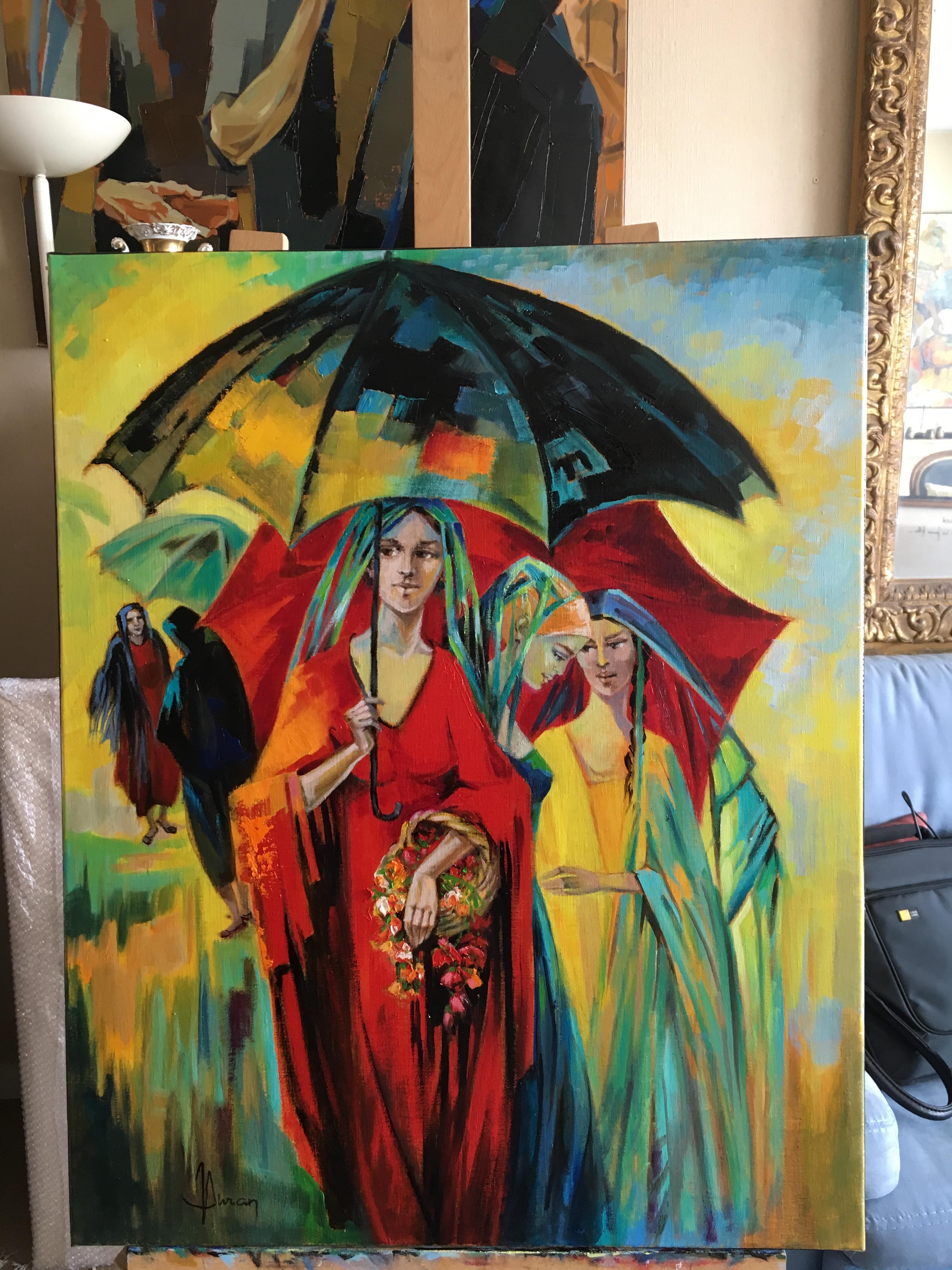 The umbrellas, oil on canvas, expressionist style 3