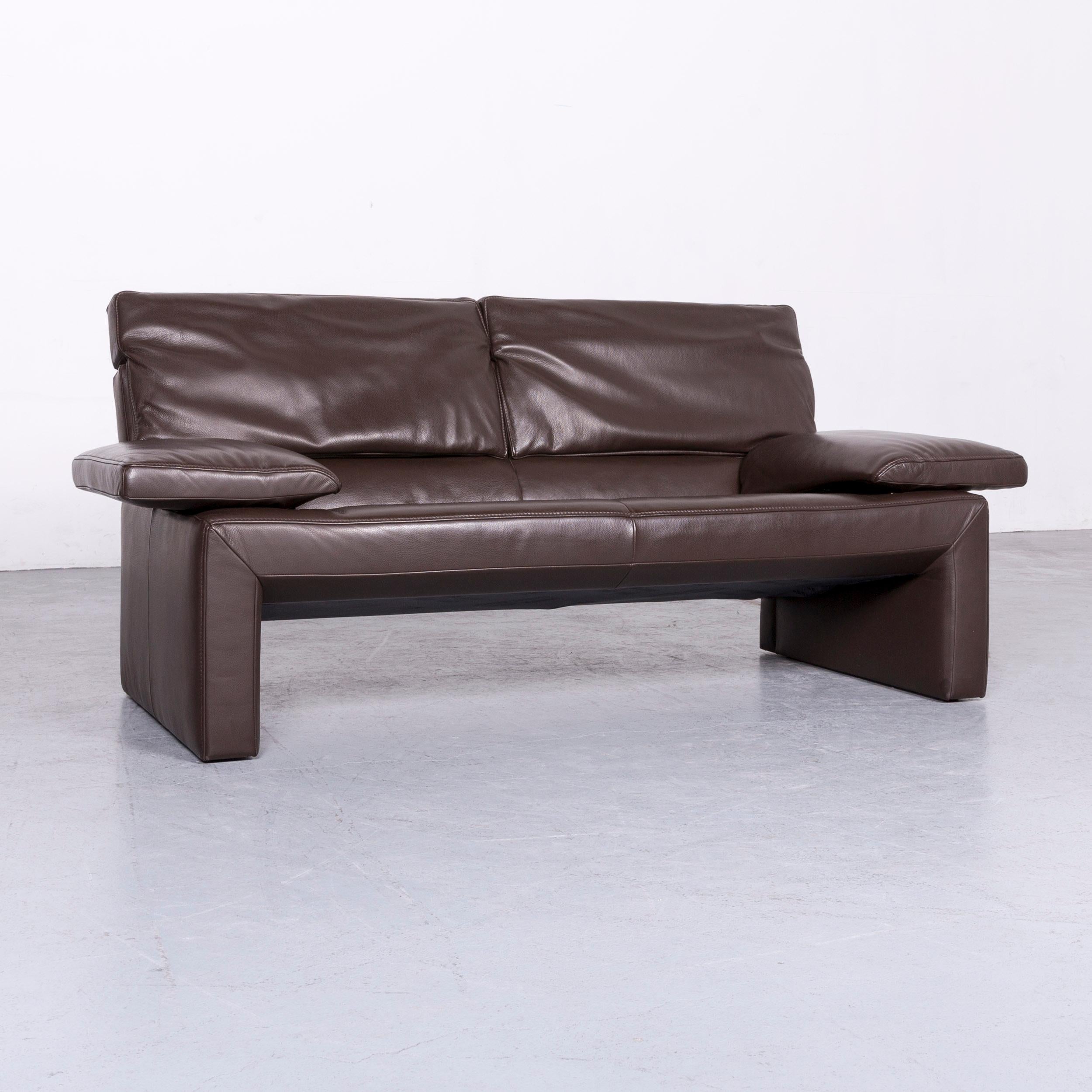 Belgian Jori Espalda Designer Leather Sofa Brown Two-Seat Couch For Sale