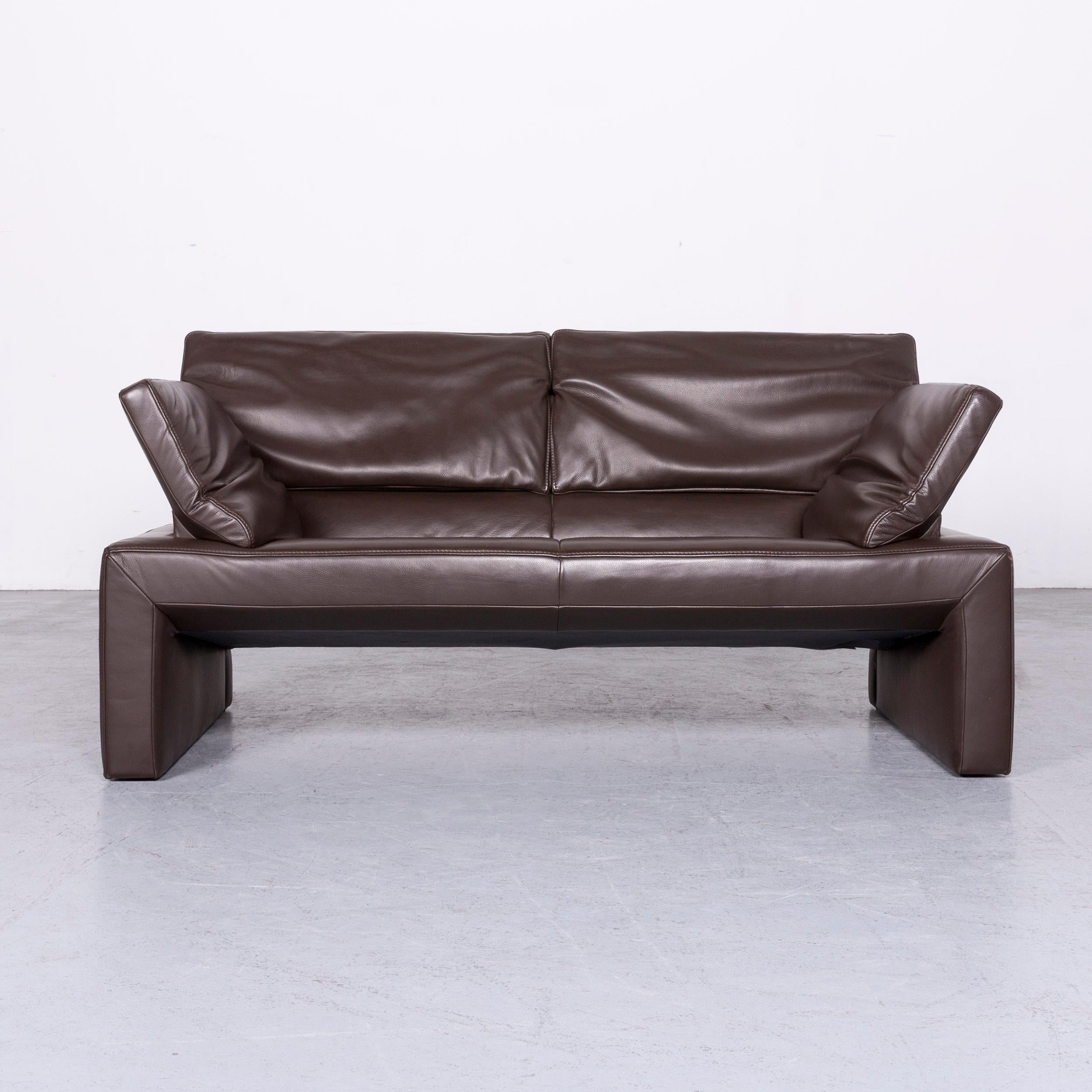 Contemporary Jori Espalda Designer Leather Sofa Brown Two-Seat Couch For Sale