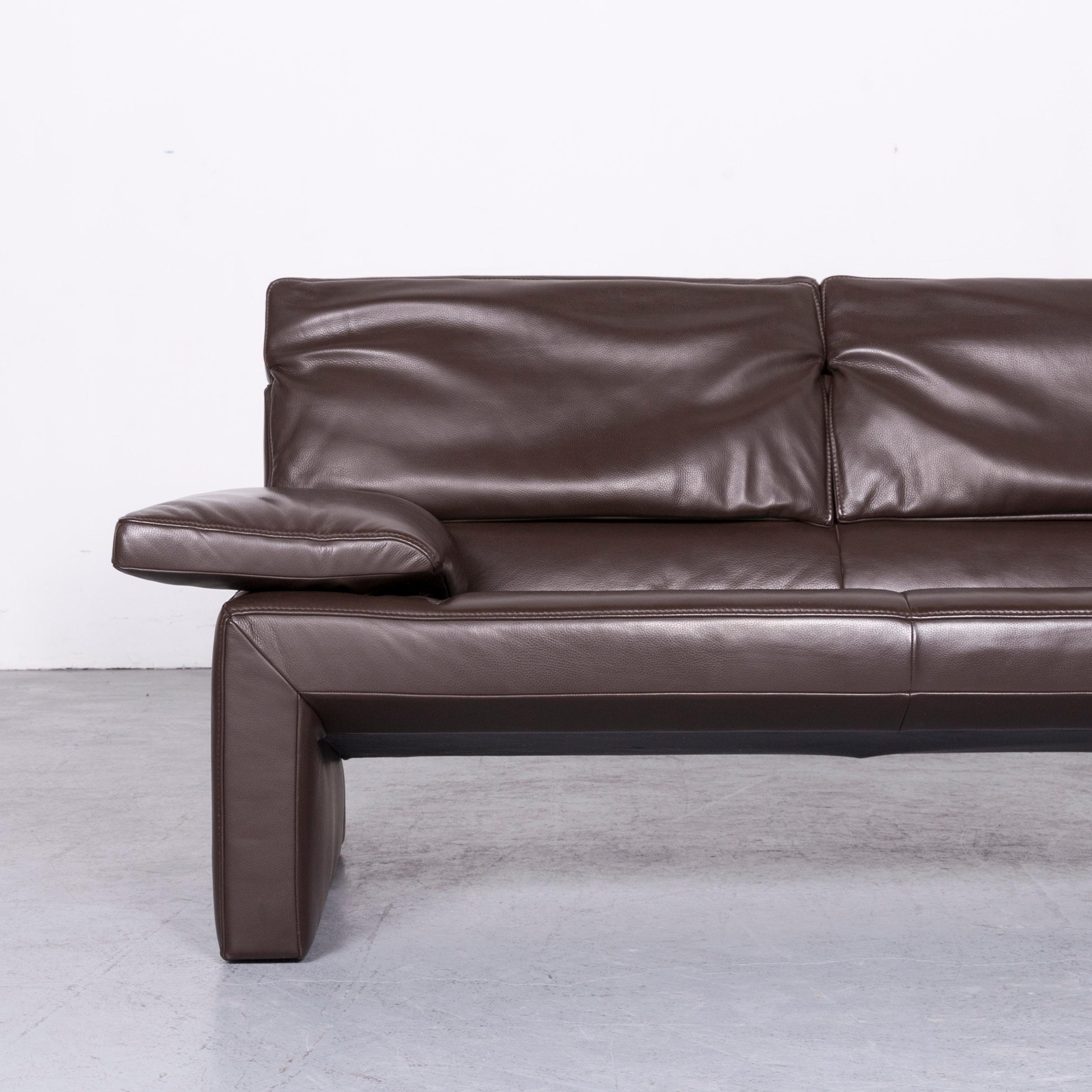 Jori Espalda Designer Leather Sofa Brown Two-Seat Couch For Sale 2
