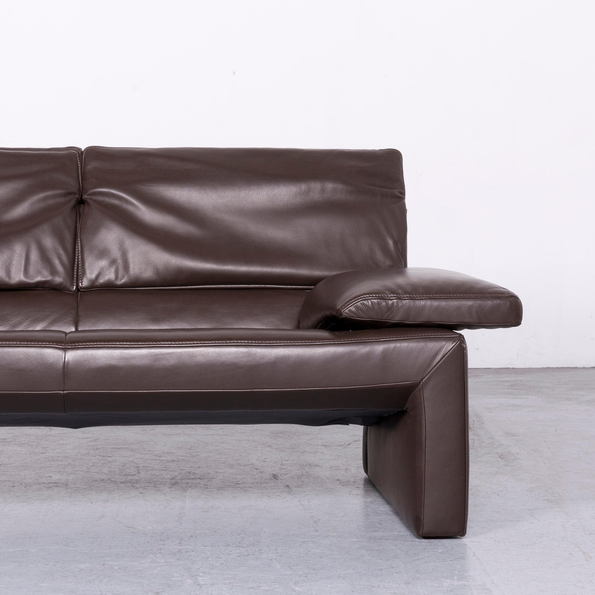 Jori Espalda Designer Leather Sofa Brown Two-Seat Couch For Sale 3