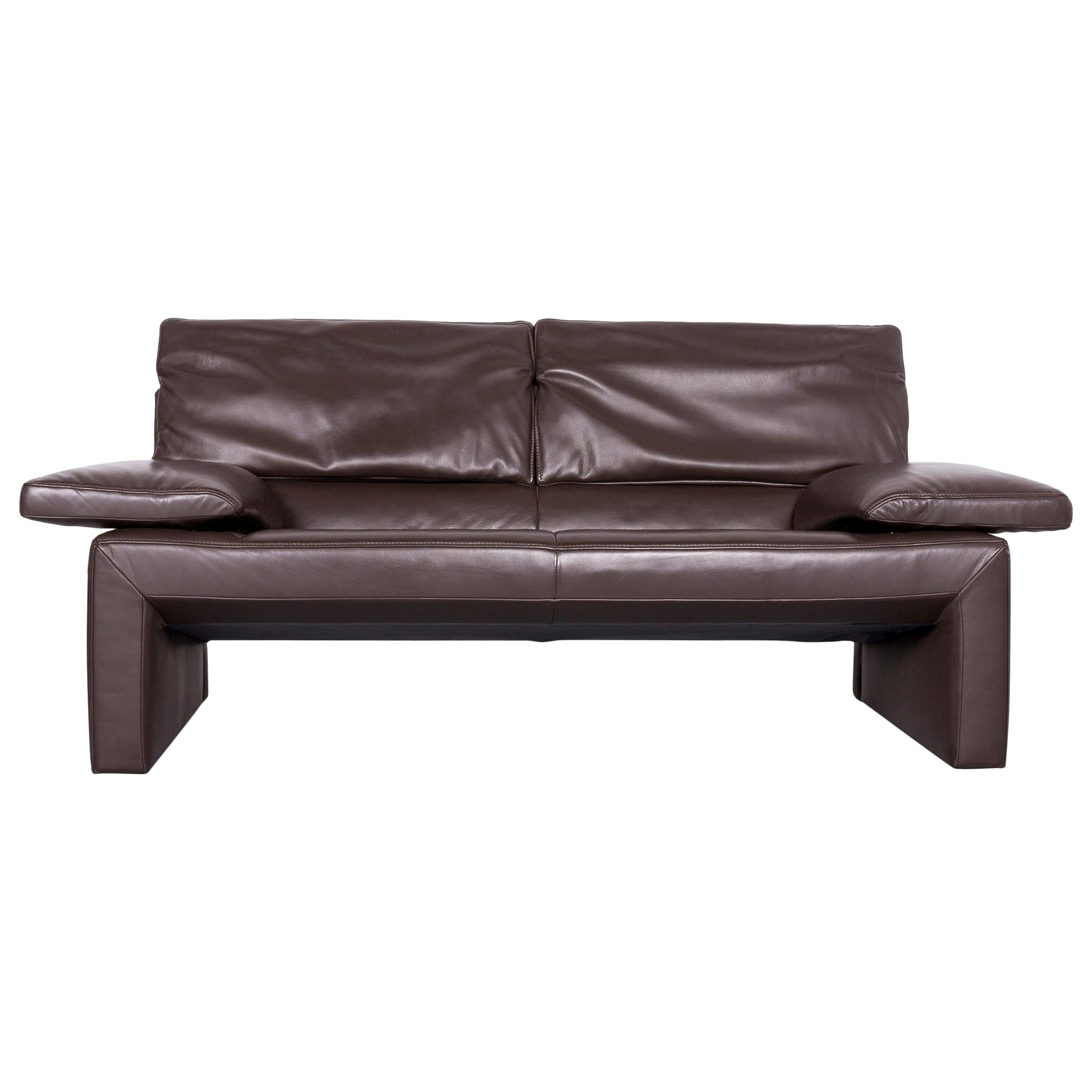 Jori Espalda Designer Leather Sofa Brown Two-Seat Couch For Sale