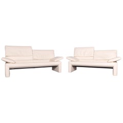 JORI Espalda Leather Sofa Set Three-Seat and Two-Seat Off-White