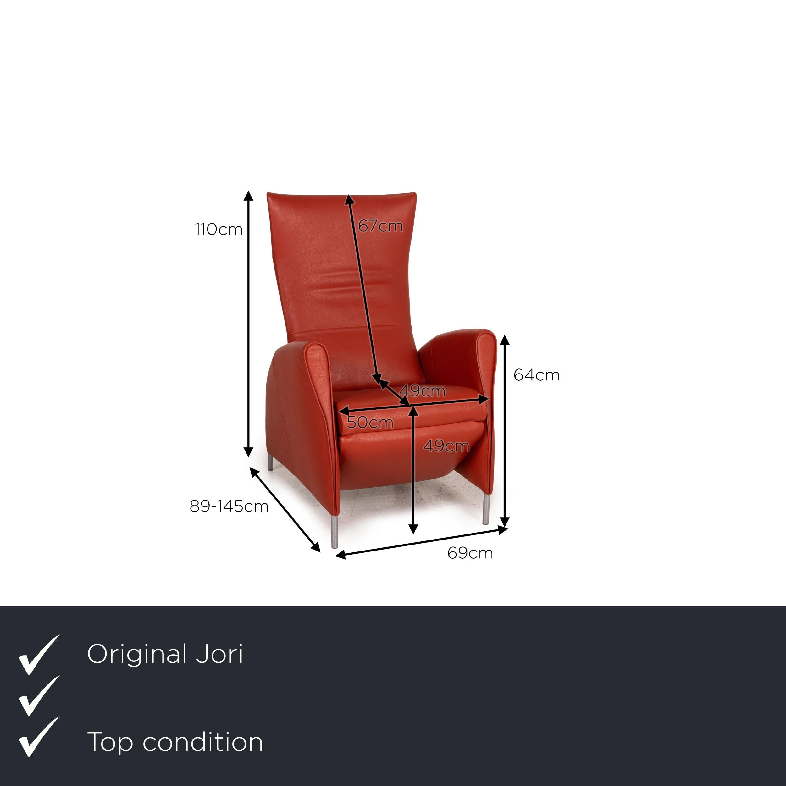 We present to you a Jori JR 3490 leather armchair red relaxation armchair function.
 

 Product measurements in centimeters:
 

Depth: 89
Width: 69
Height: 110
Seat height: 49
Rest height: 64
Seat depth: 49
Seat width: 50
Back height: