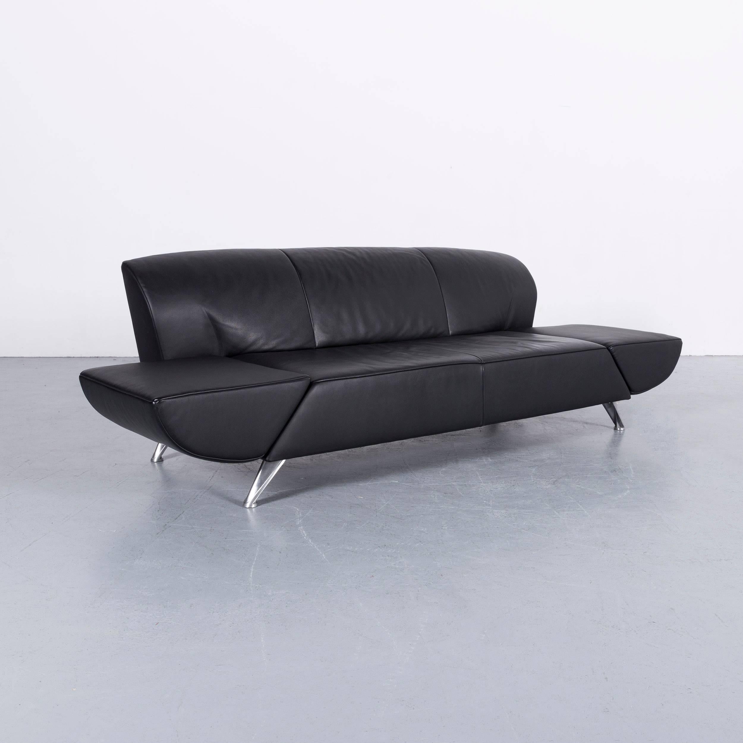 Jori JR 9700 Leather Sofa Black Three-Seat Couch 4