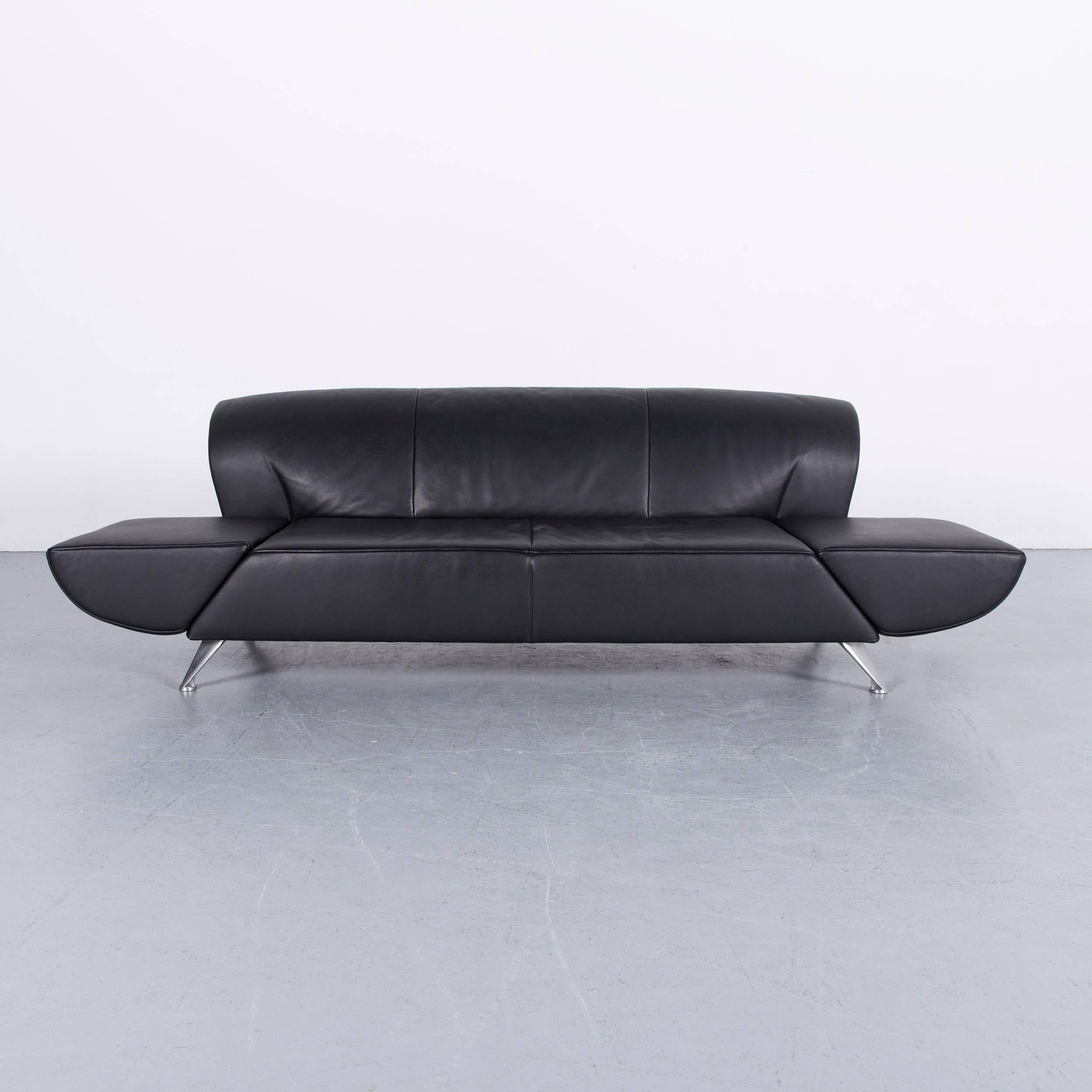 Jori JR 9700 Leather Sofa Black Three-Seat Couch 5