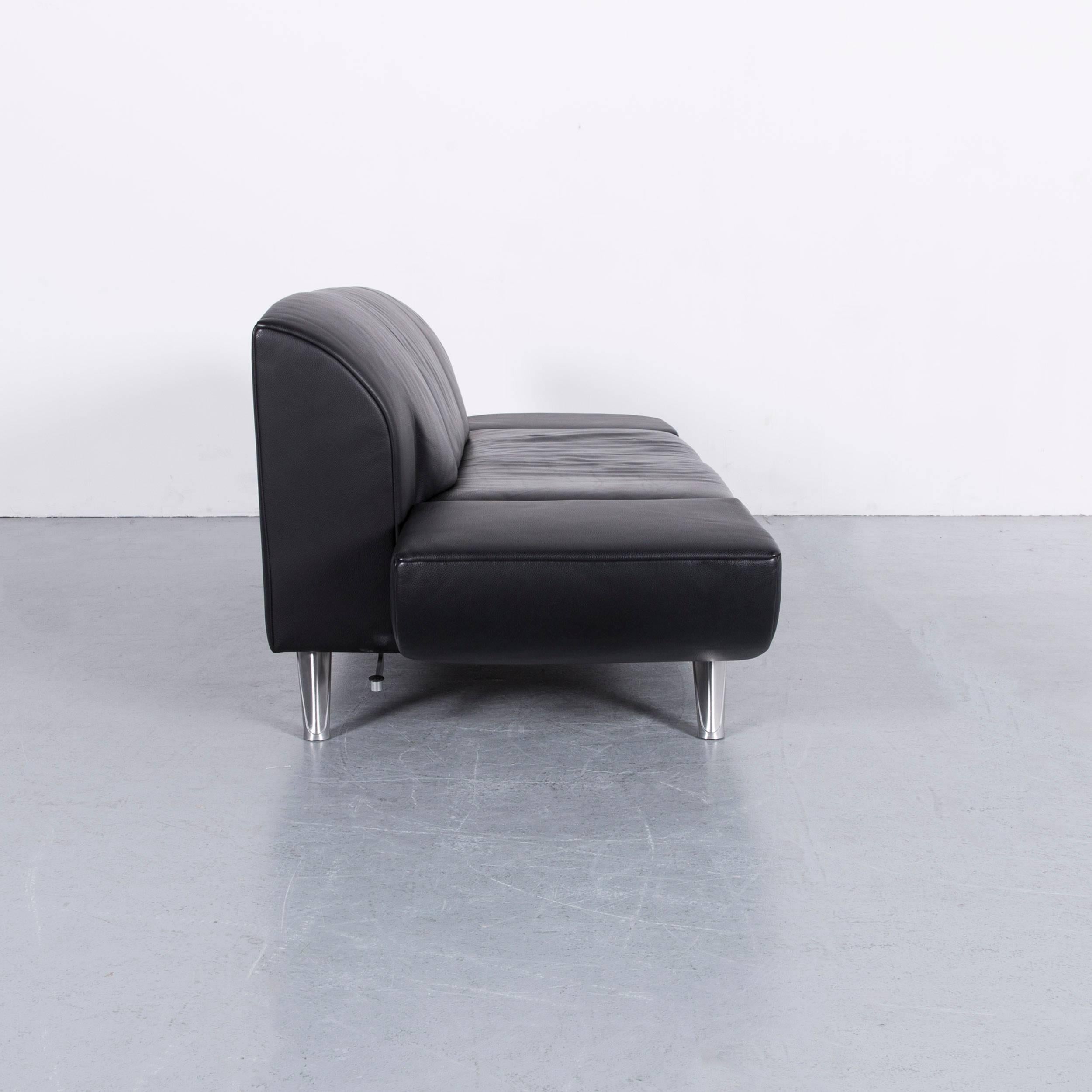 Jori JR 9700 Leather Sofa Black Three-Seat Couch 6