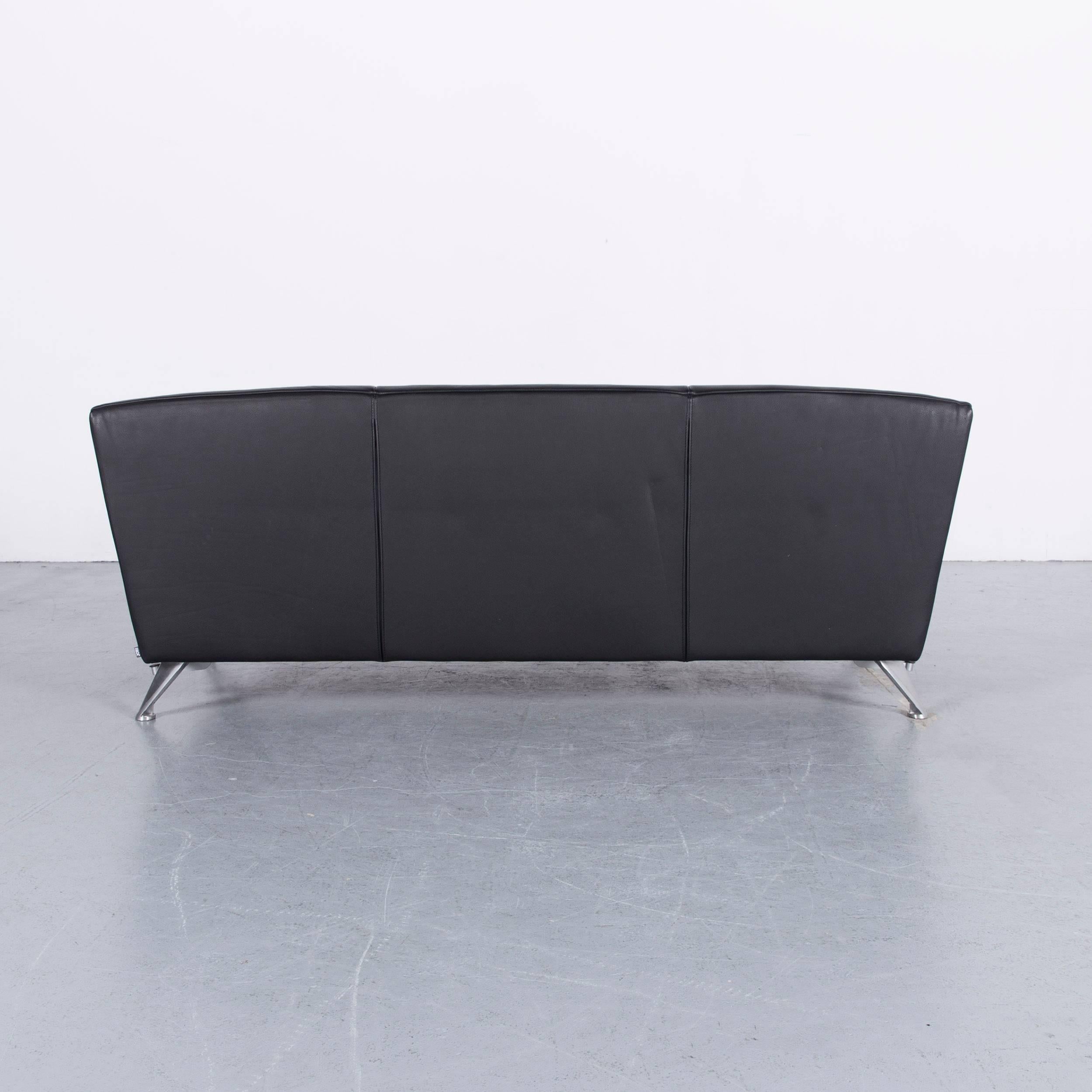 Jori JR 9700 Leather Sofa Black Three-Seat Couch 7