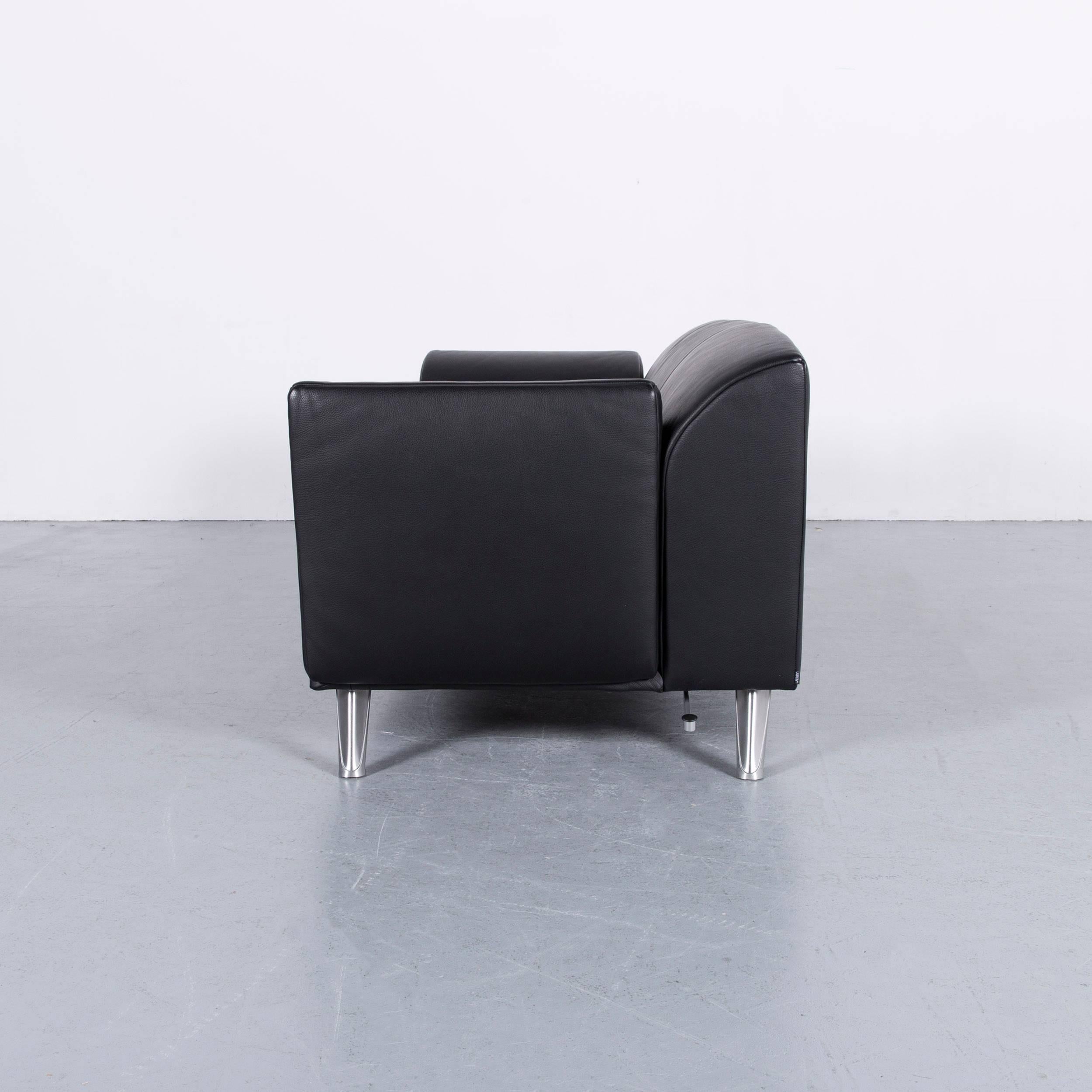 Jori JR 9700 Leather Sofa Black Three-Seat Couch 8
