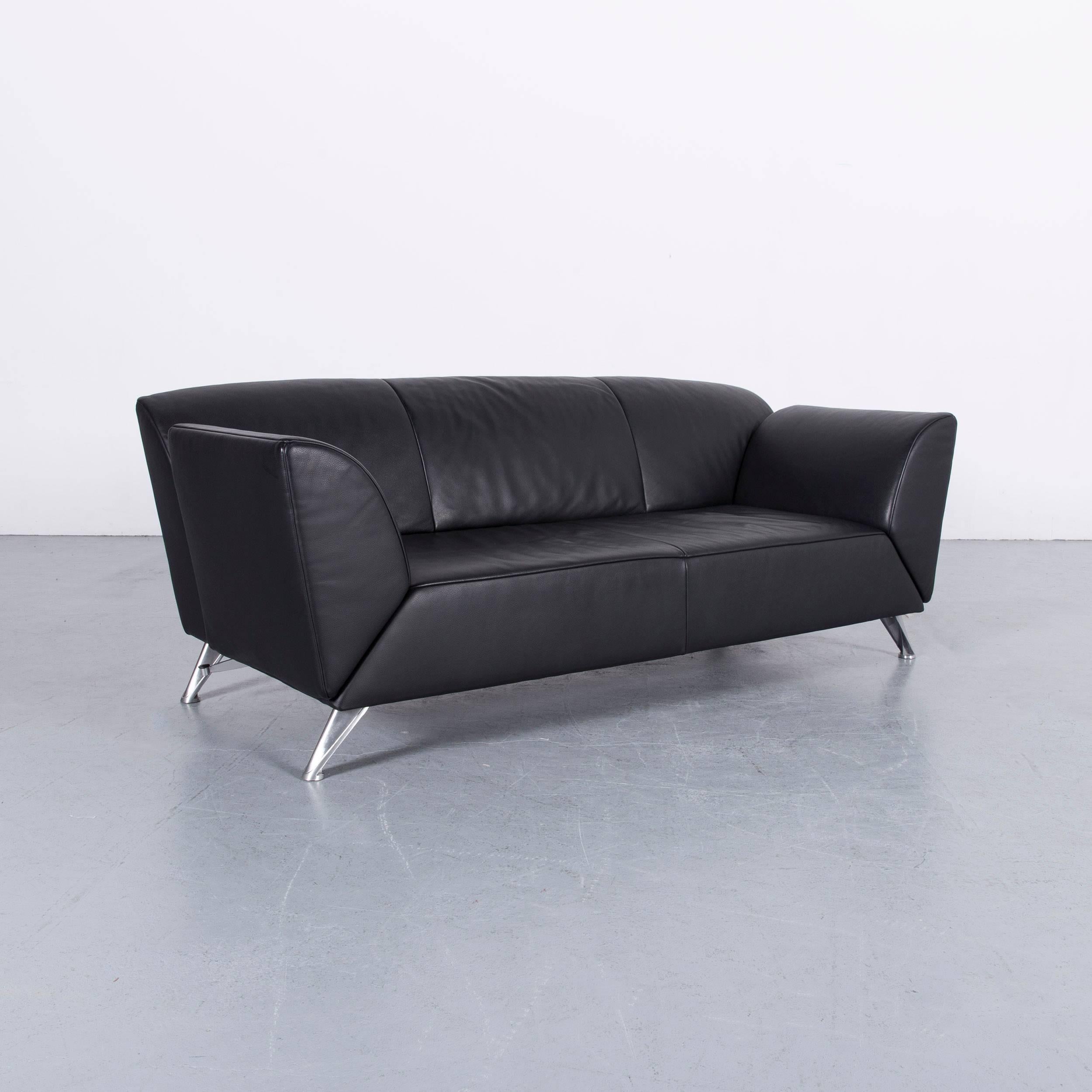 Jori JR 9700 Leather Sofa Black Three-Seat Couch 3