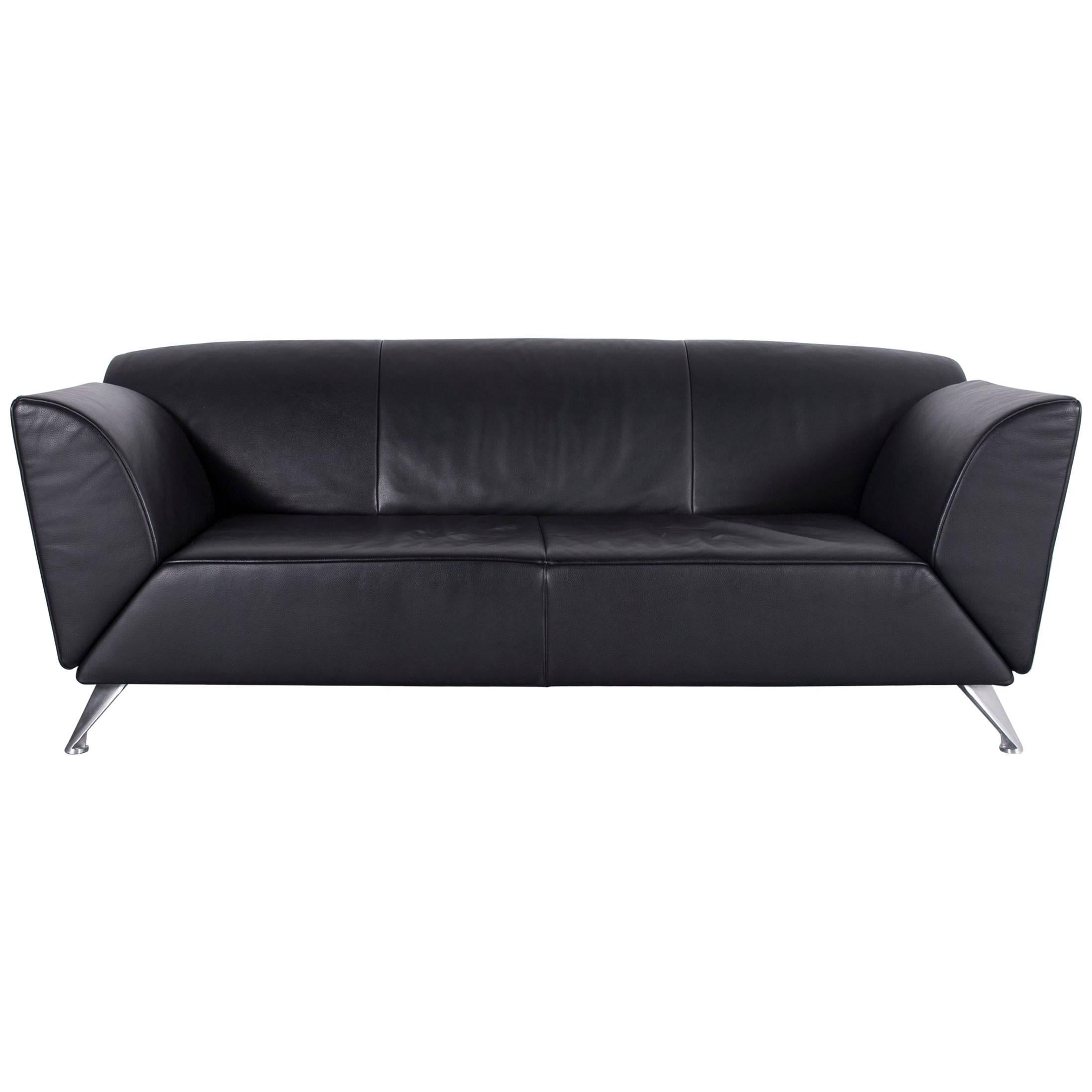 Jori JR 9700 Leather Sofa Black Three-Seat Couch