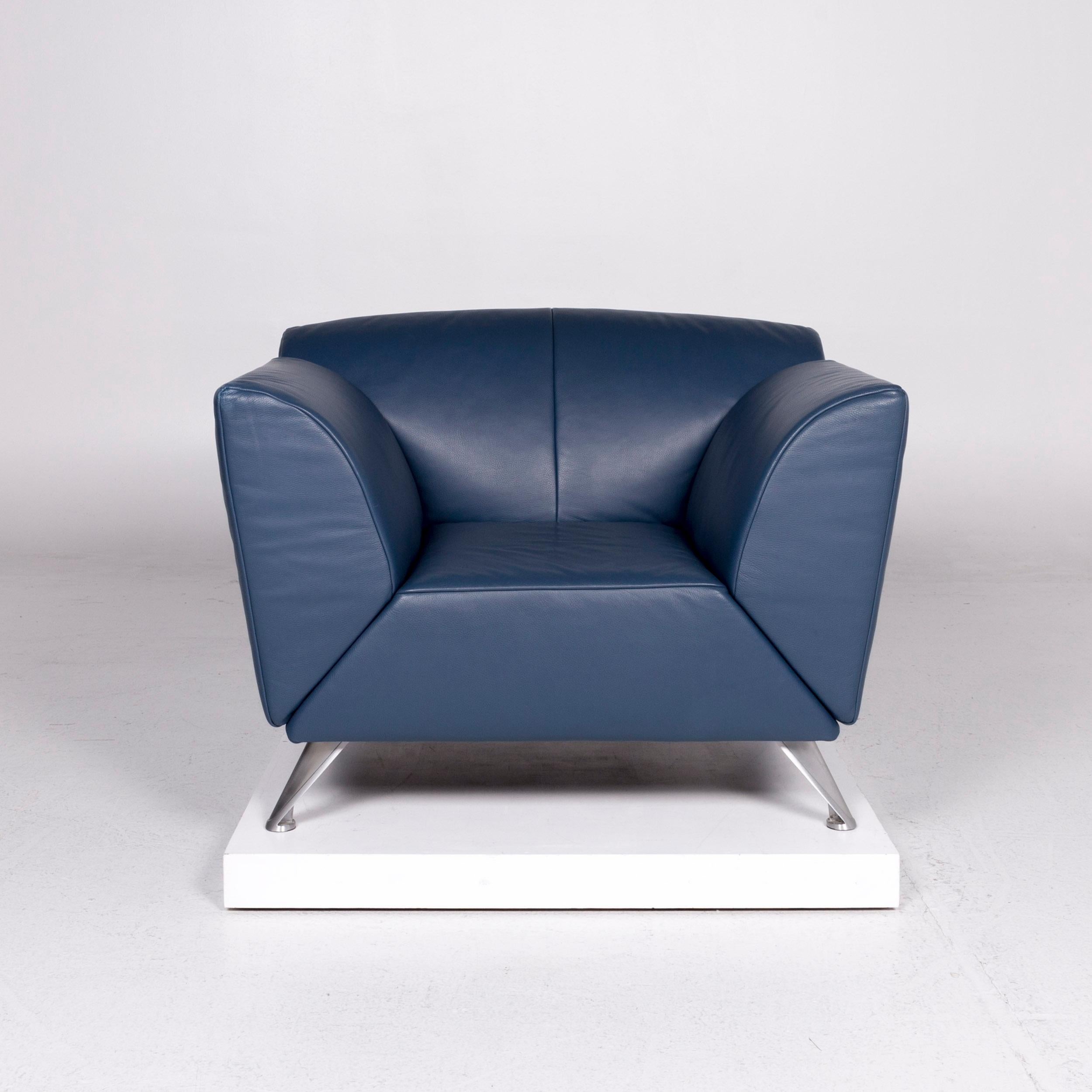 We bring to you a Jori leather armchair blue feature.
 
 Product measurements in centimeters:
 
Depth 86
Width 103
Height 75
Seat-height 41
Rest-height 68
Seat-depth 57
Seat-width 47
Back-height 37.
   