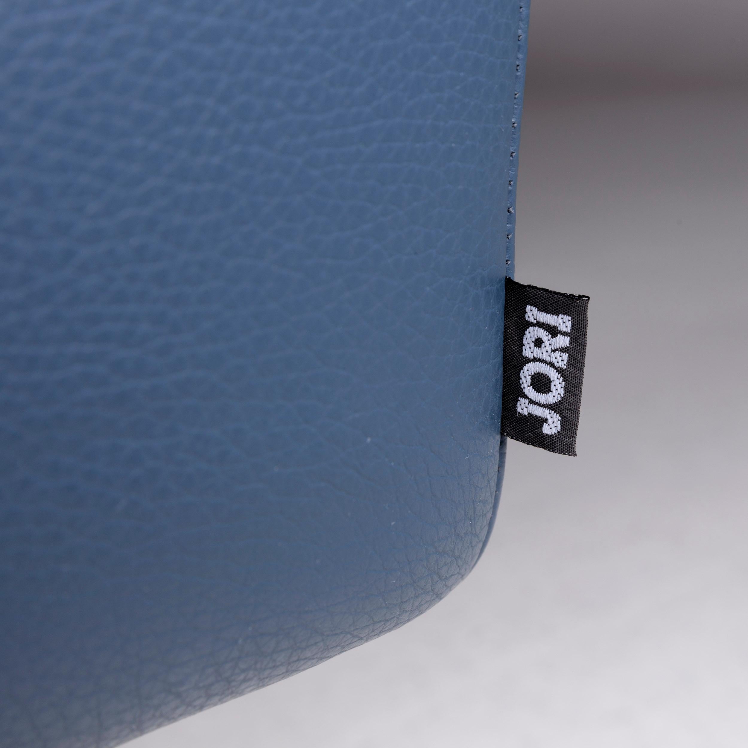 JORI Leather Armchair Blue Feature For Sale 1