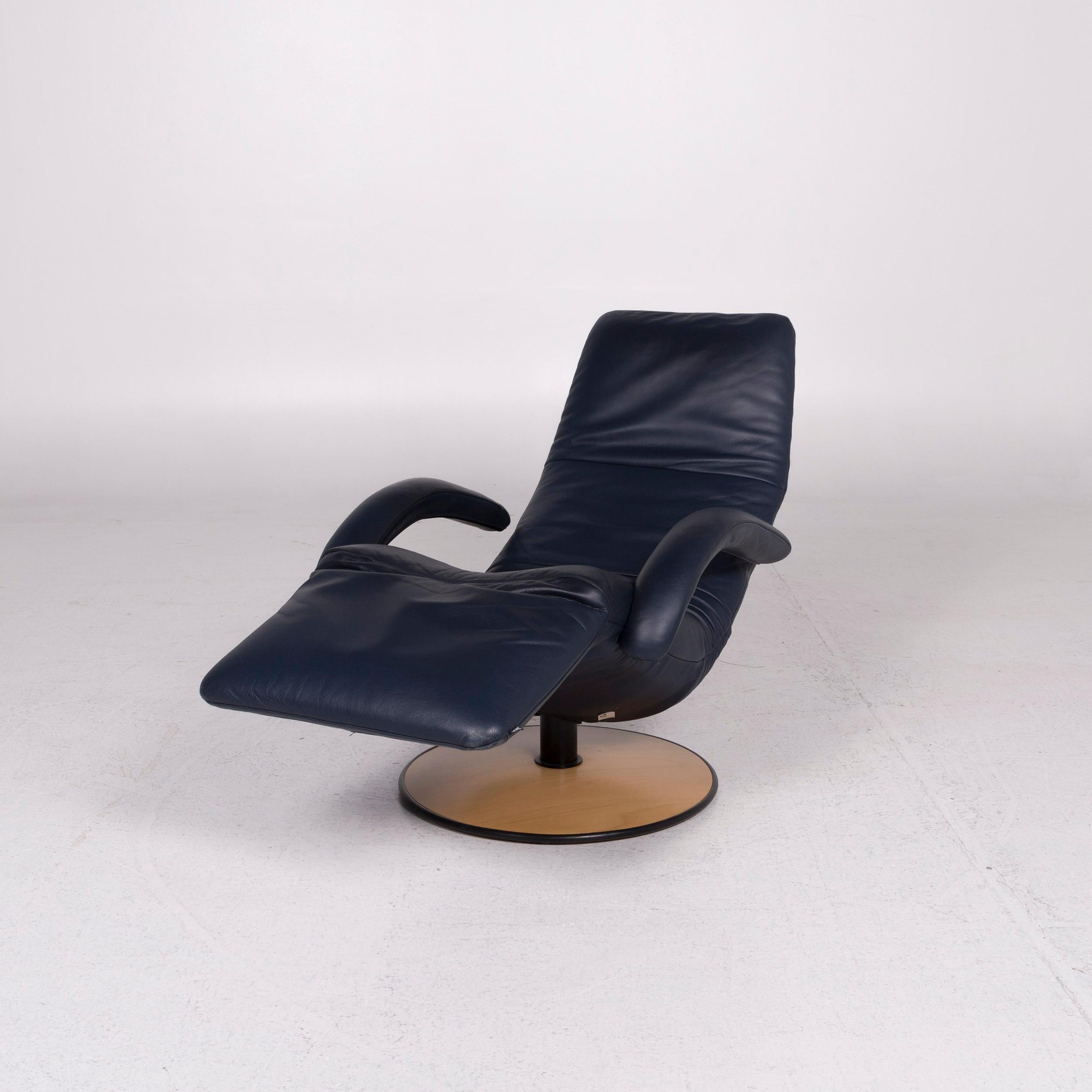 Modern JORI Leather Armchair Blue Relax Function Function