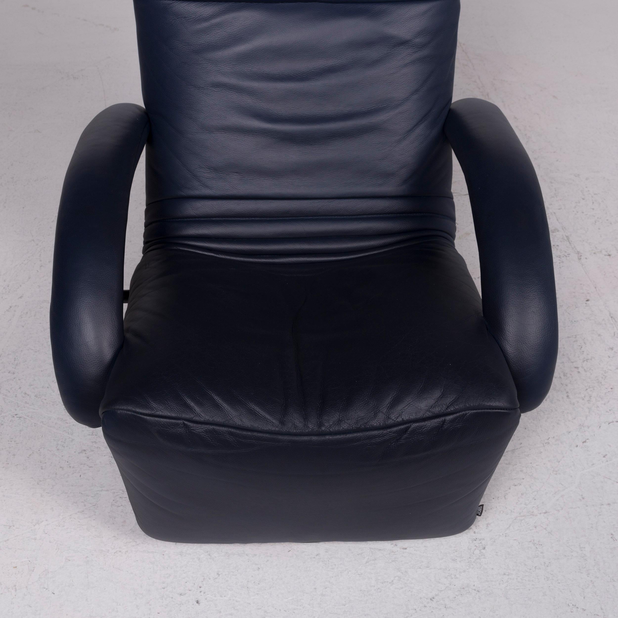 Contemporary JORI Leather Armchair Blue Relax Function Function