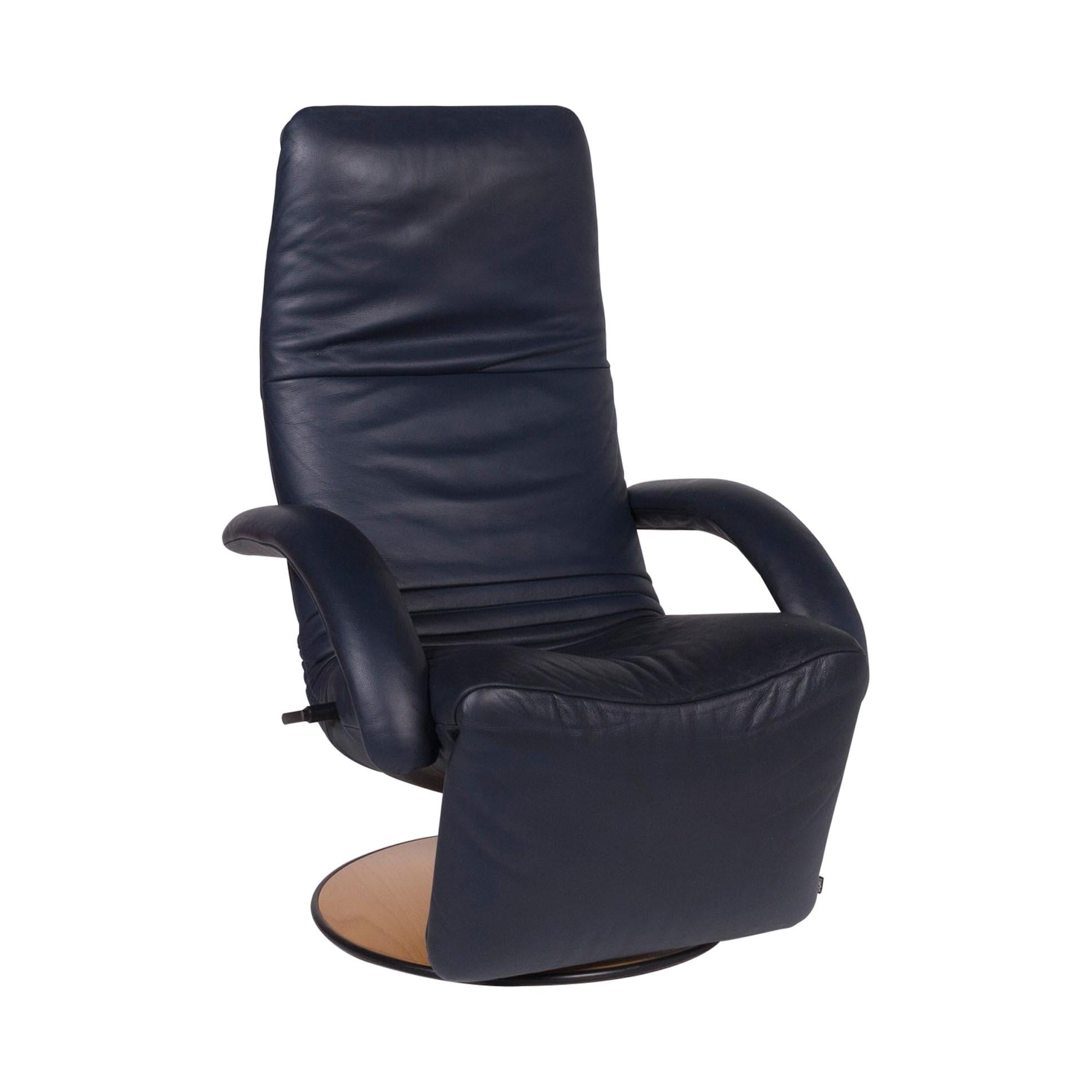 JORI Leather Armchair Blue Relax Function Function