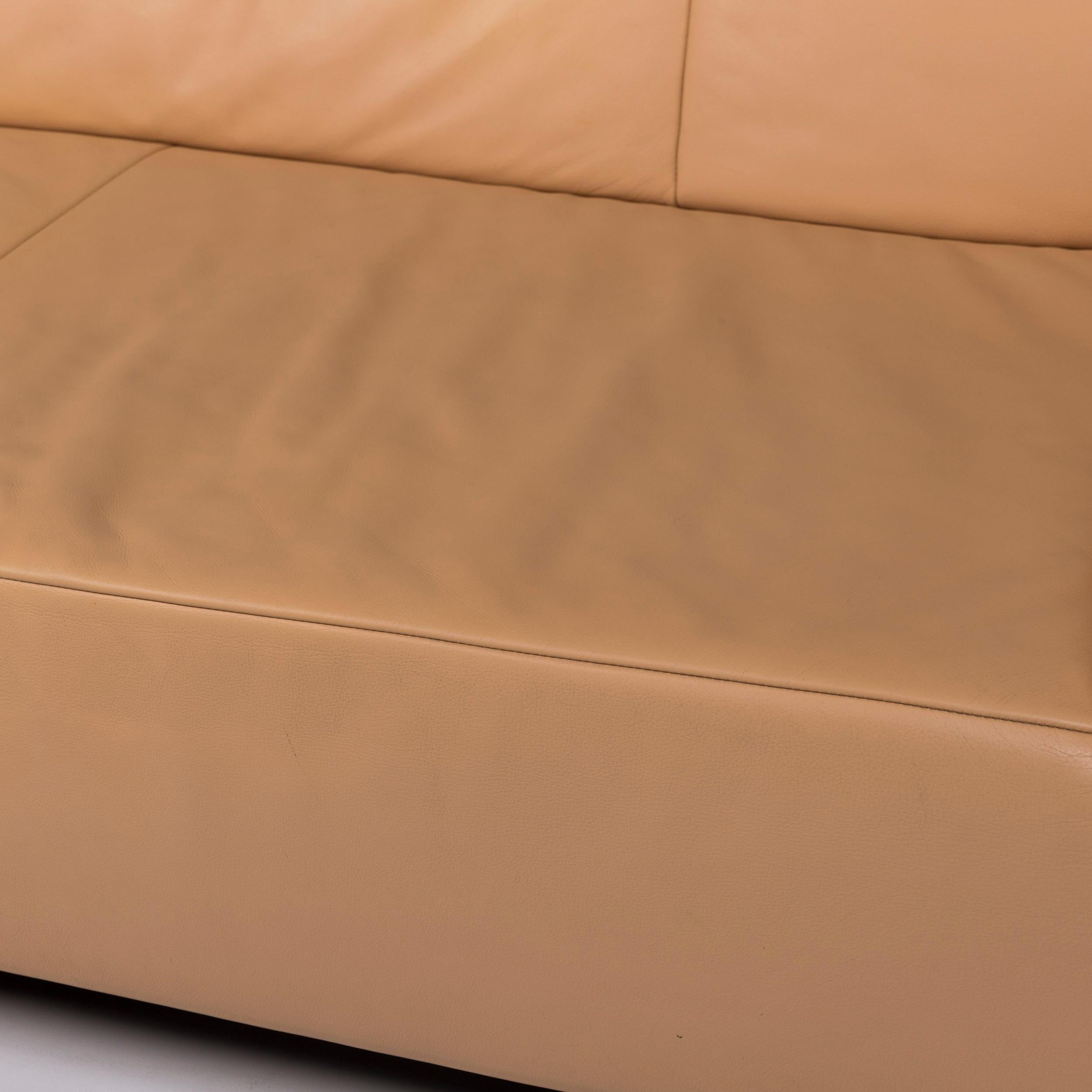 Belgian JORI Leather Sofa Beige Three-Seat