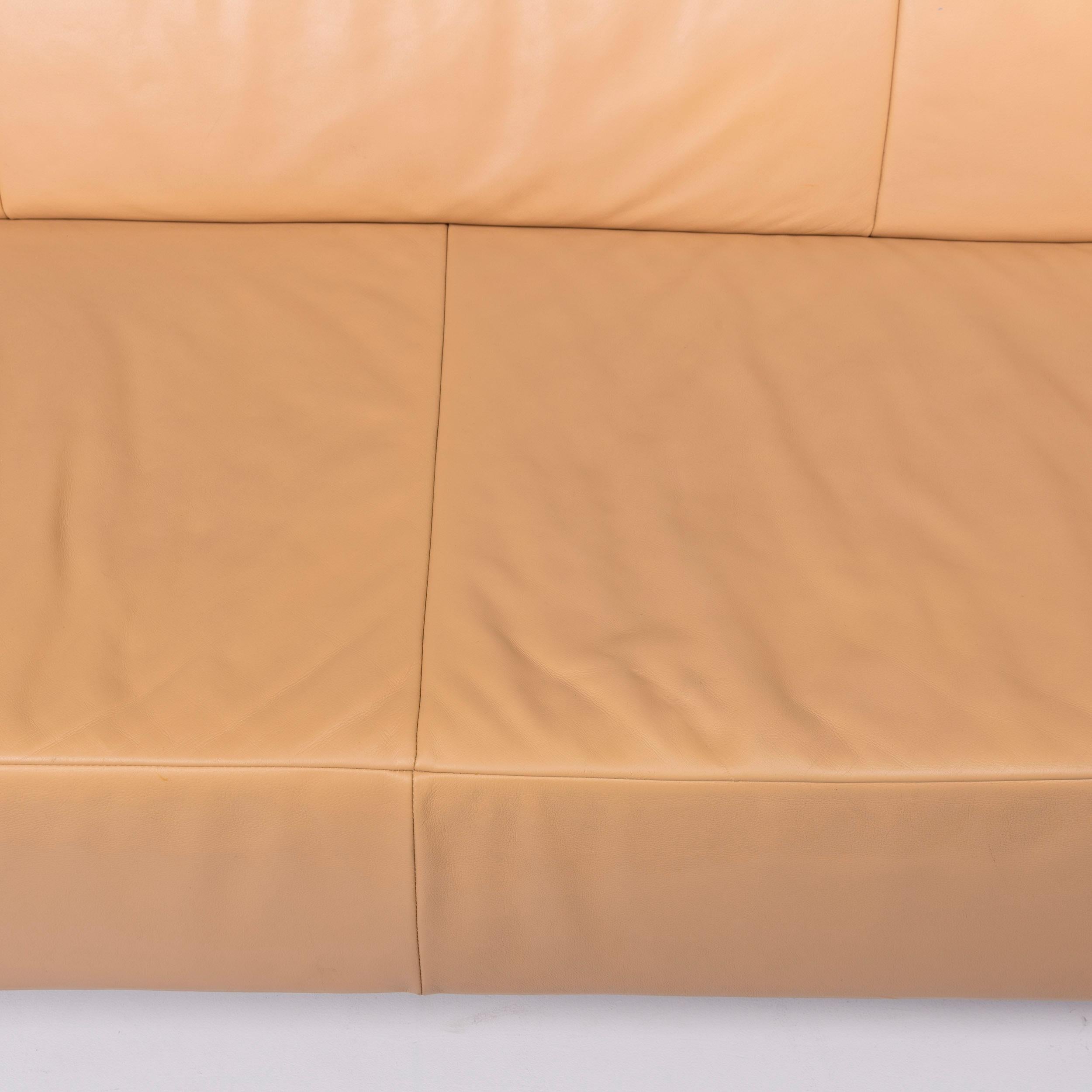 JORI Leather Sofa Beige Three-Seat In Good Condition In Cologne, DE