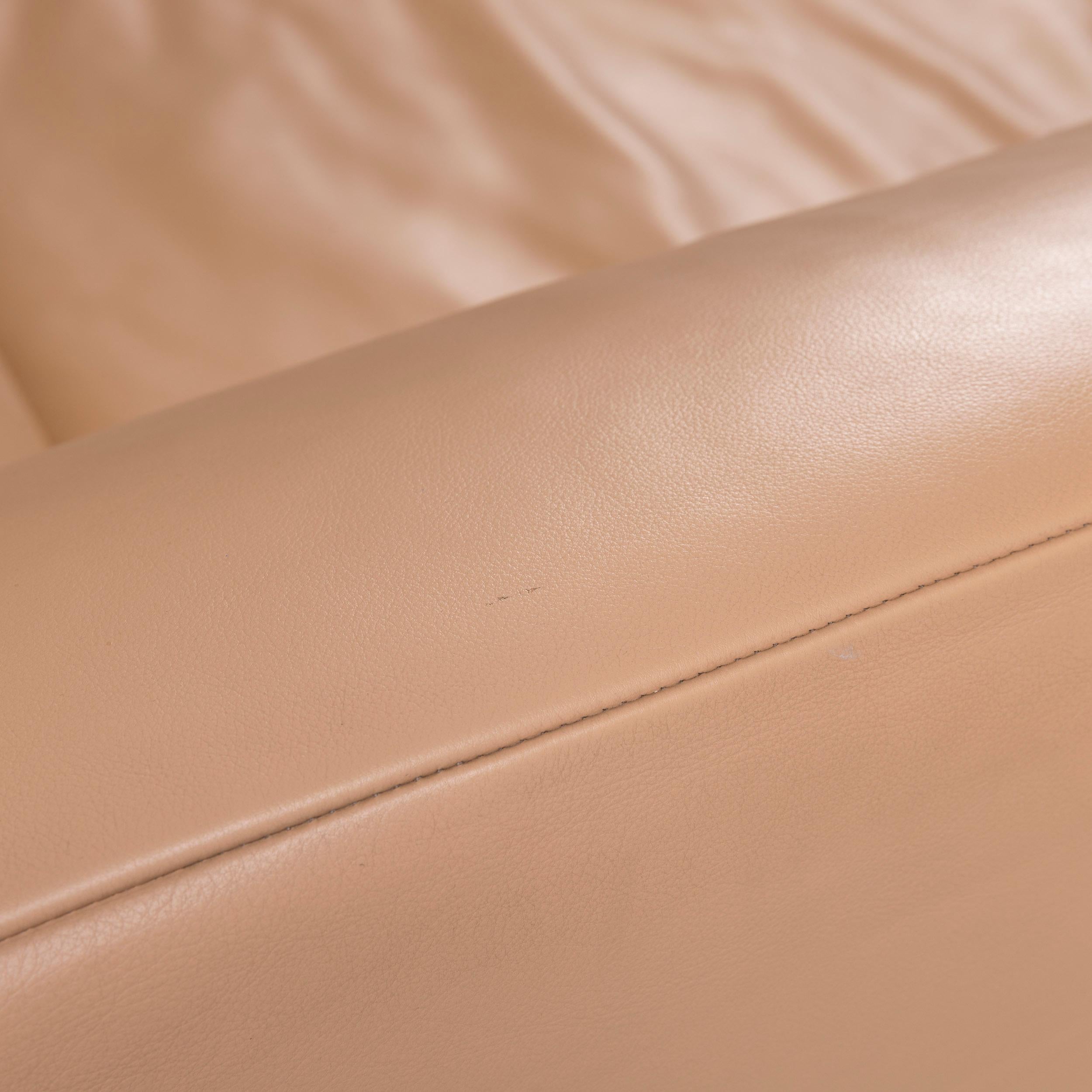 Contemporary JORI Leather Sofa Beige Three-Seat