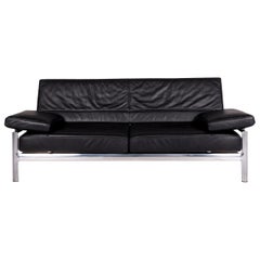 JORI Leather Sofa Black Three-Seat Function Couch