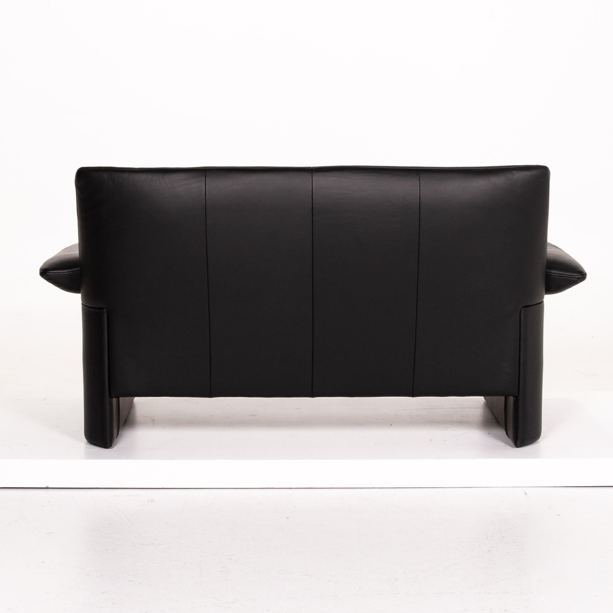 JORI Leather Sofa Black Two-Seat Couch For Sale 6