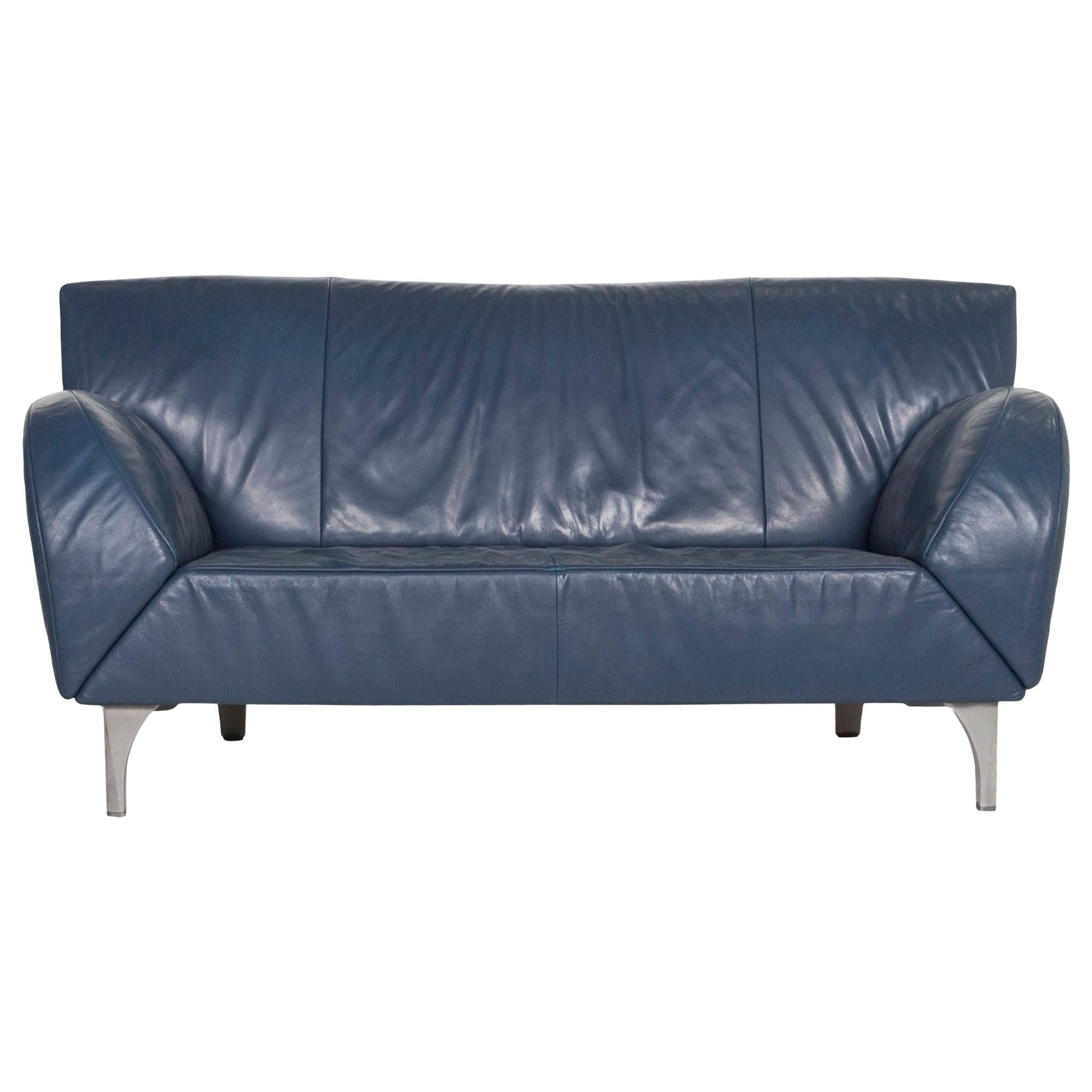 JORI Leather Sofa Blue Function Two-Seat Couch For Sale