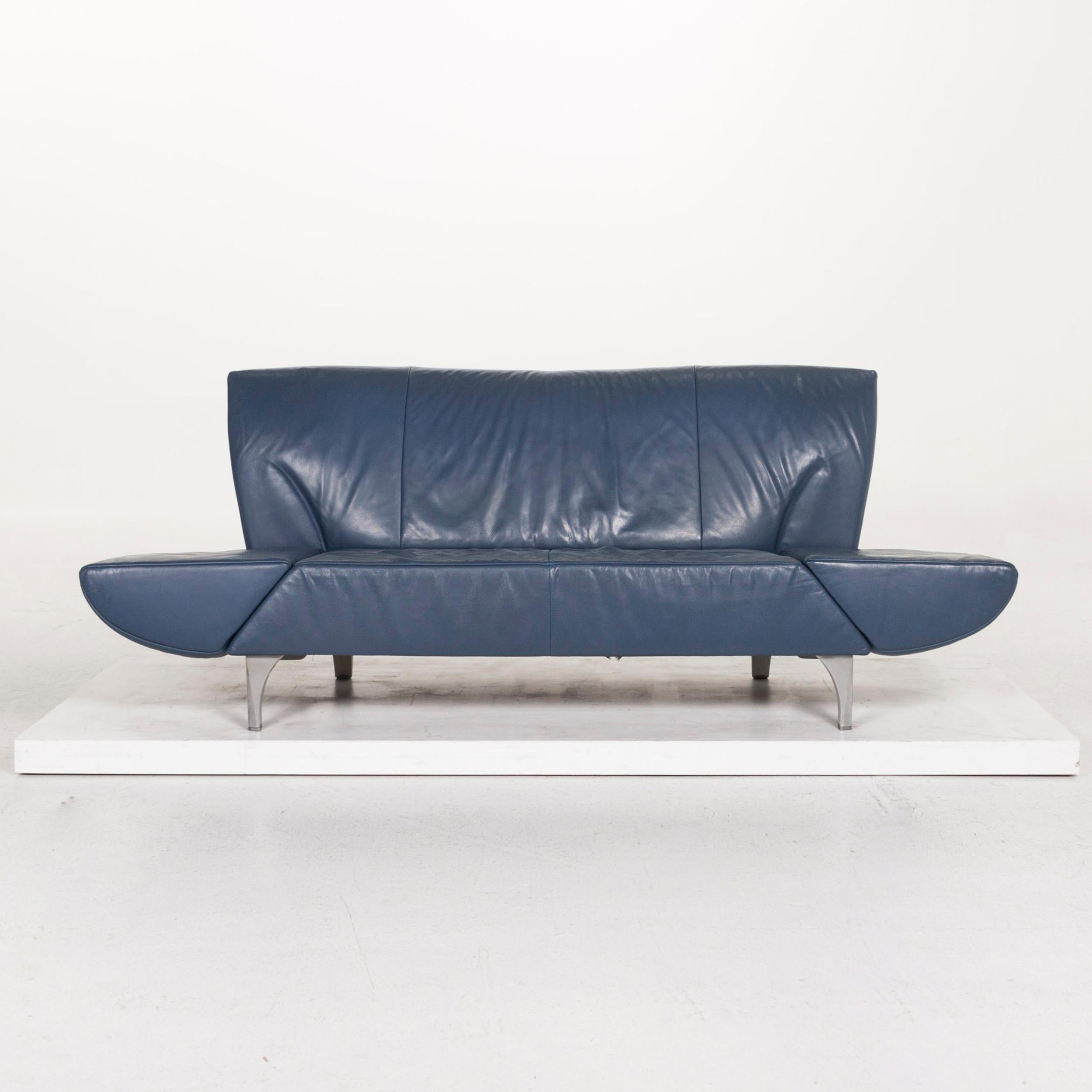 blue leather sofa