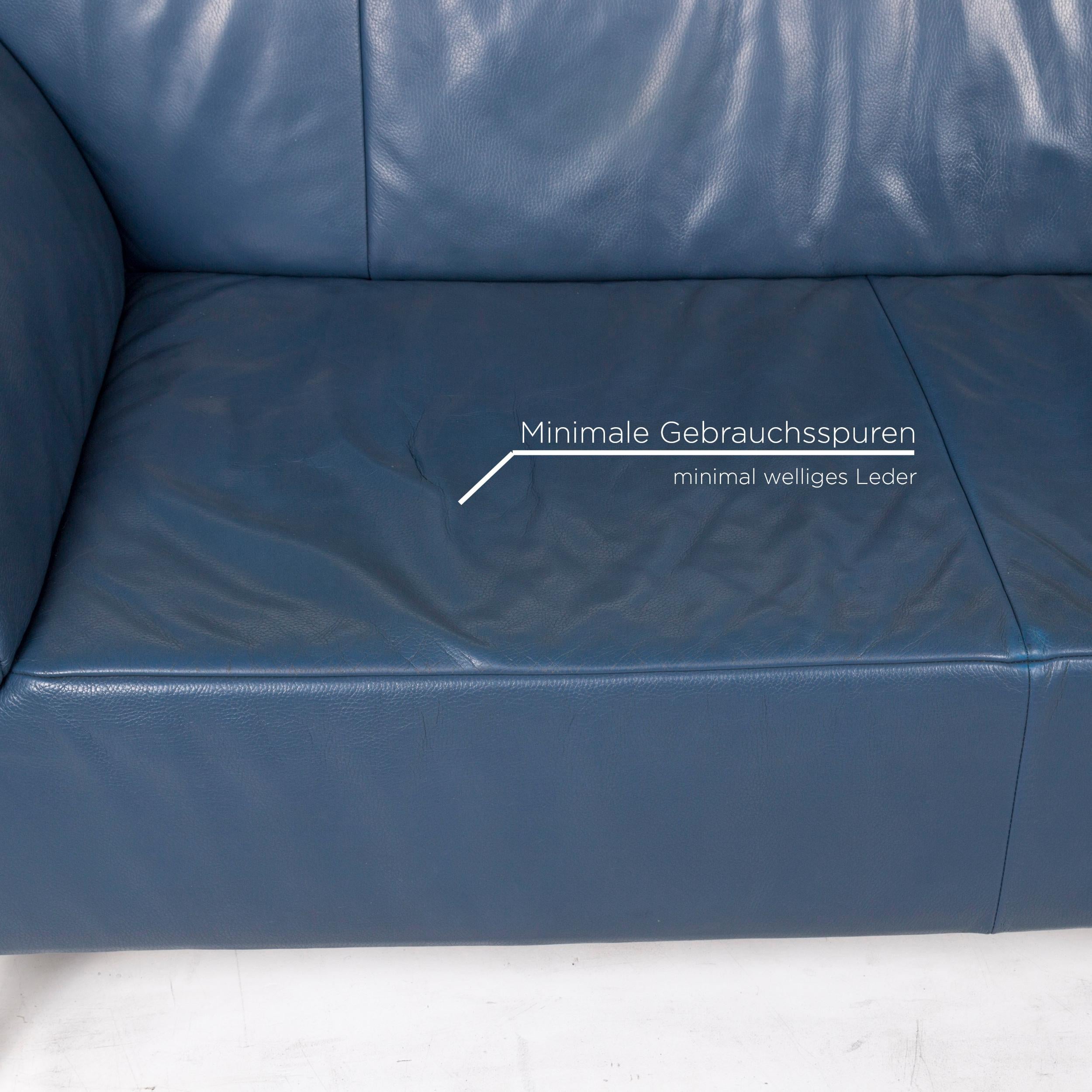 Modern JORI Leather Sofa Blue Function Two-Seat Couch For Sale