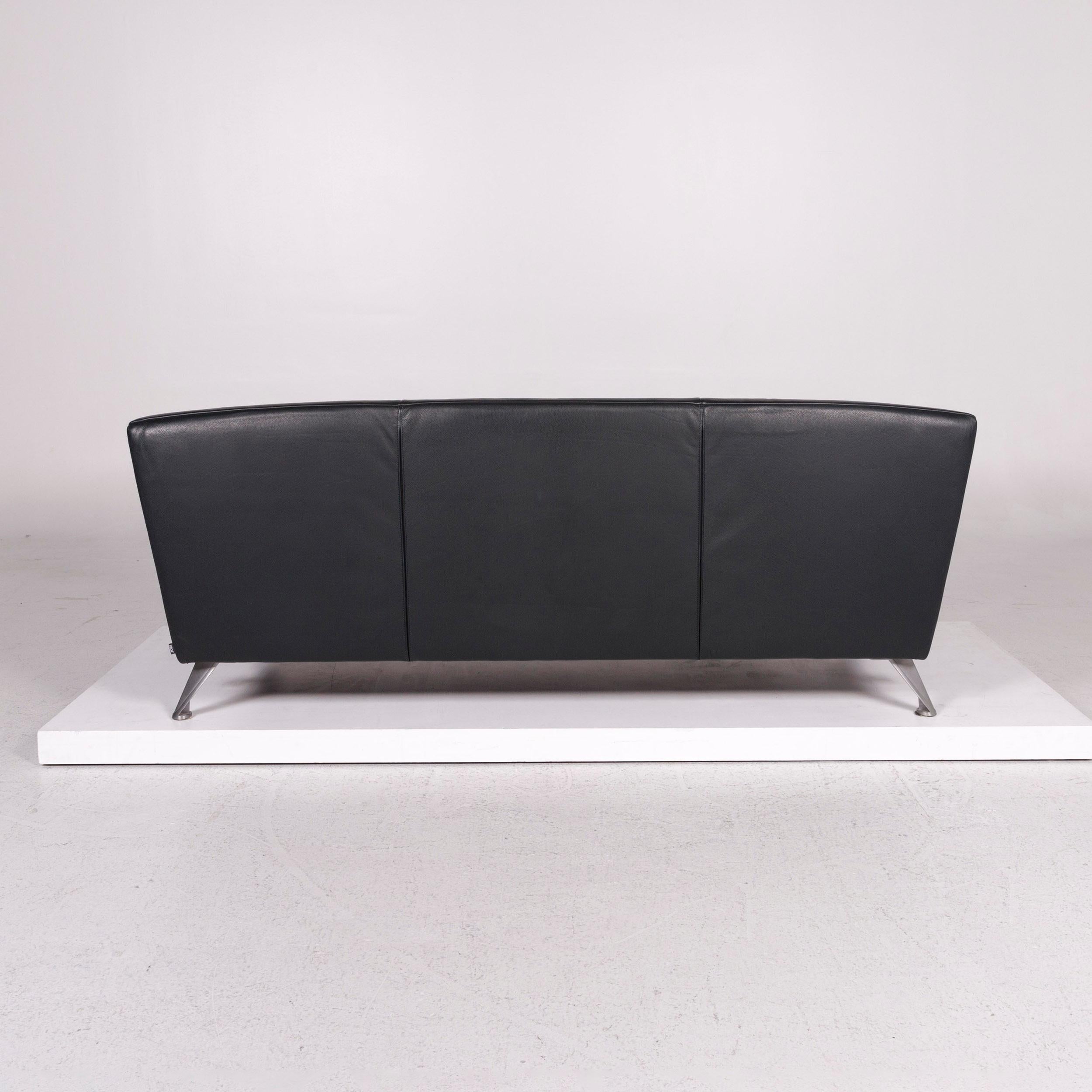Contemporary JORI Leather Sofa Green Dark Green Three-Seat Function Couch