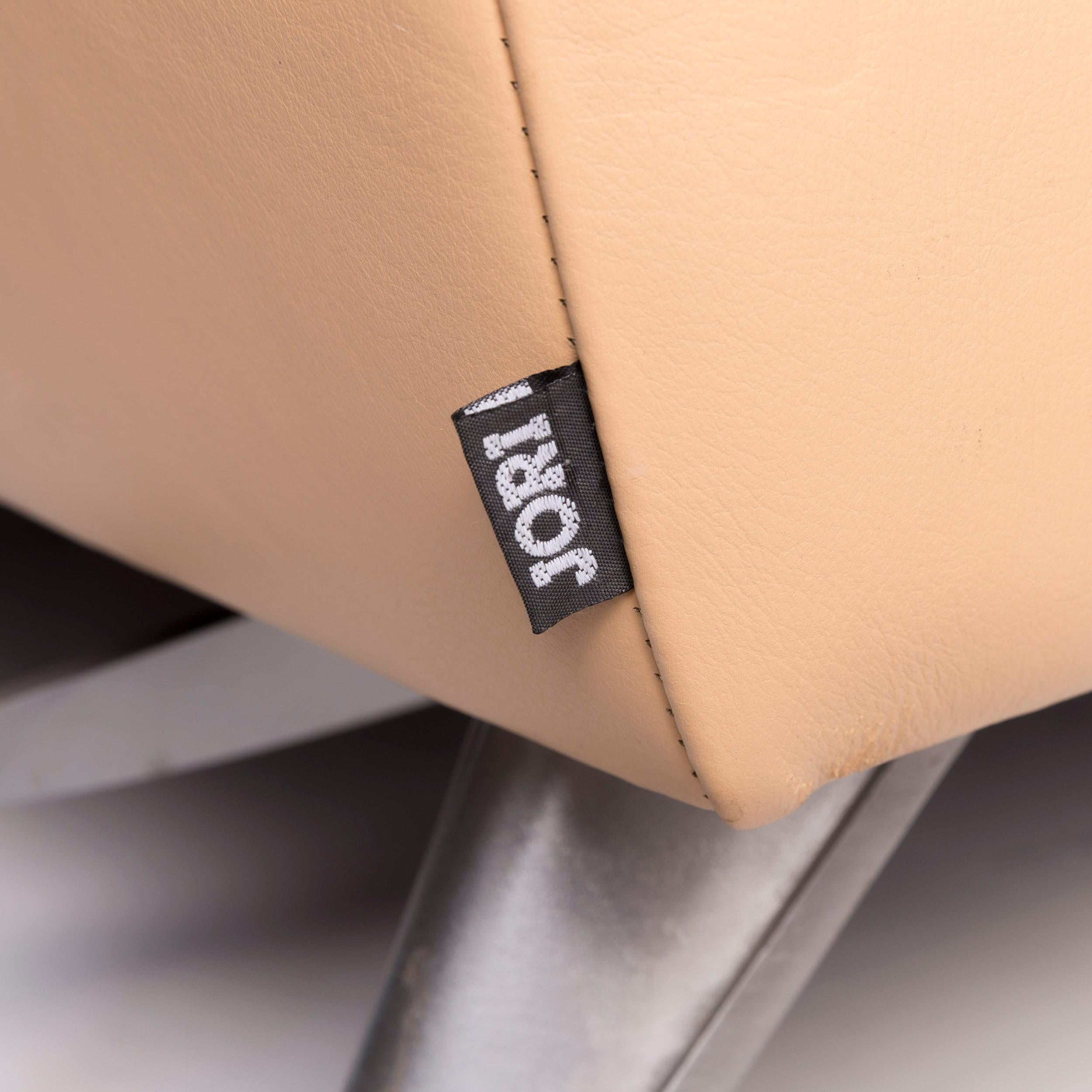 JORI Leather Sofa Set Beige Three-Seat Armchair For Sale 4