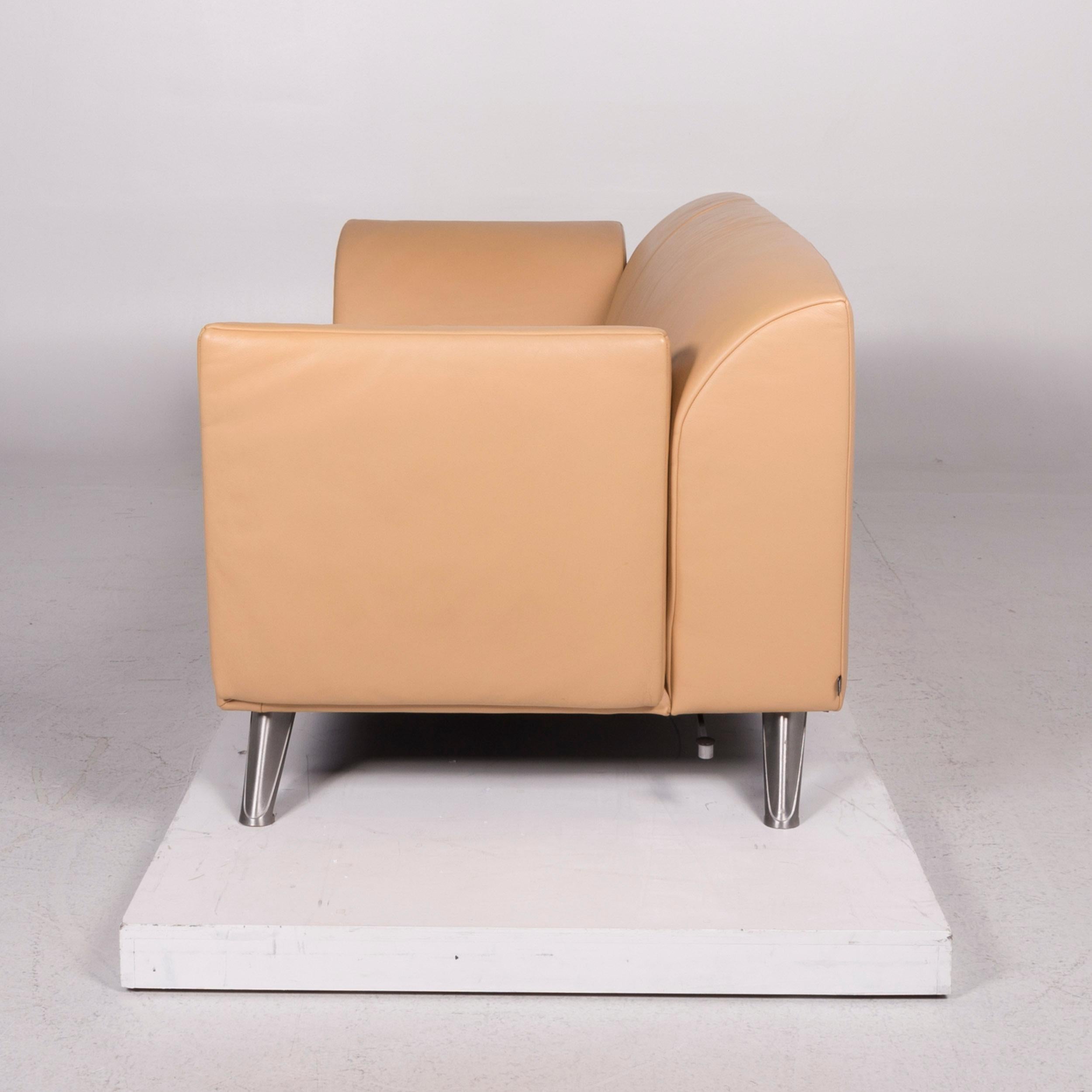 JORI Leather Sofa Set Beige Three-Seat Armchair For Sale 8