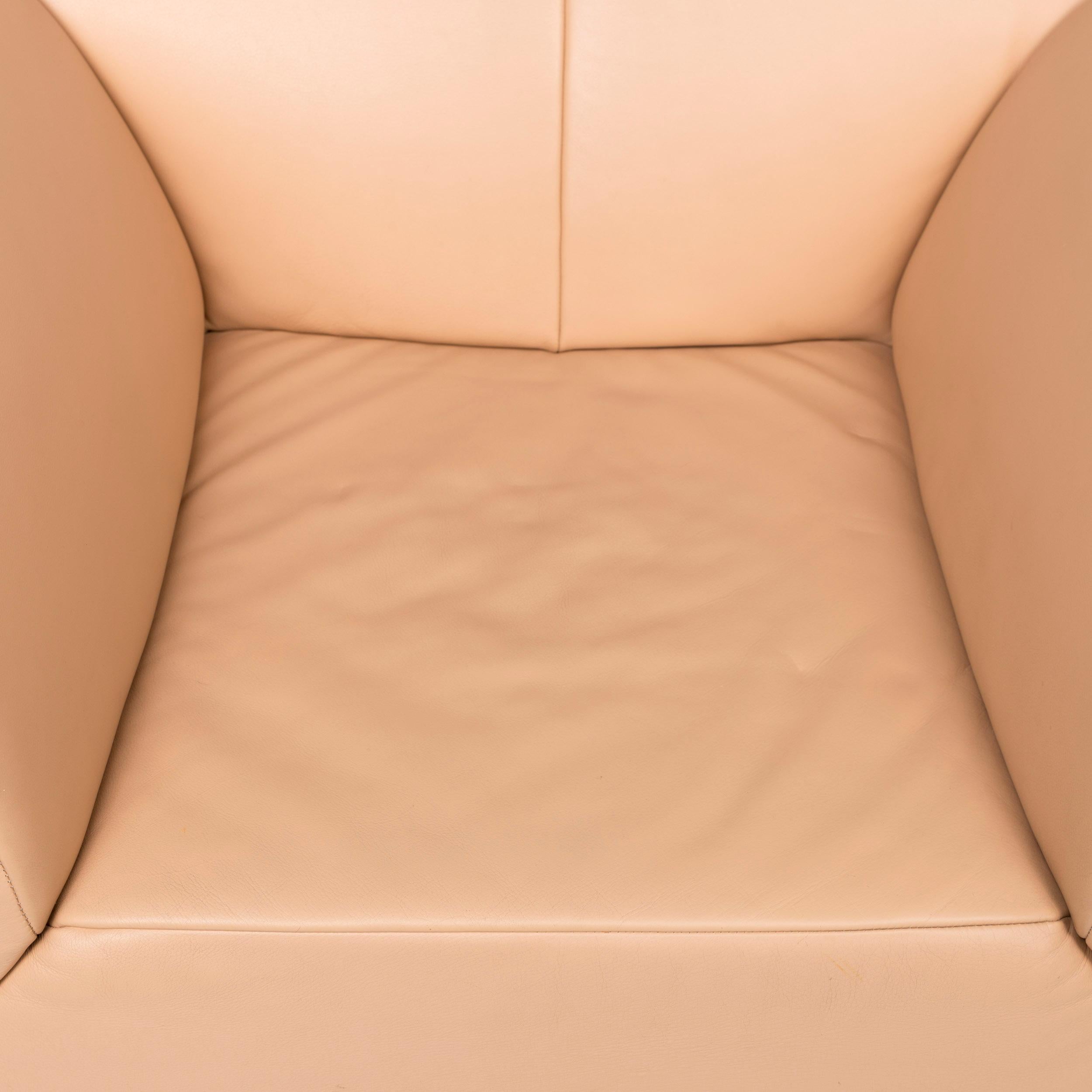 JORI Leather Sofa Set Beige Three-Seat Armchair For Sale 10