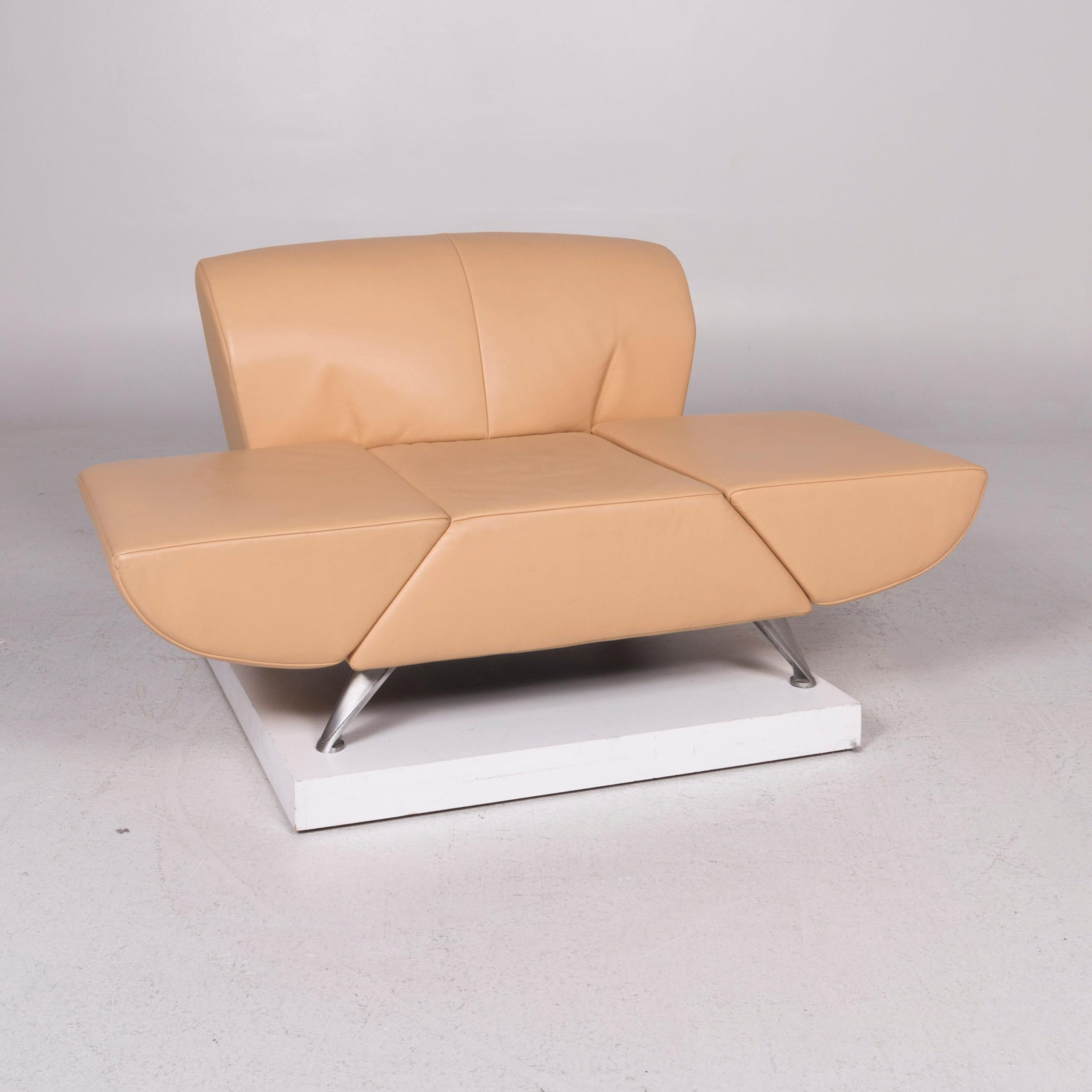Modern JORI Leather Sofa Set Beige Three-Seat Armchair For Sale