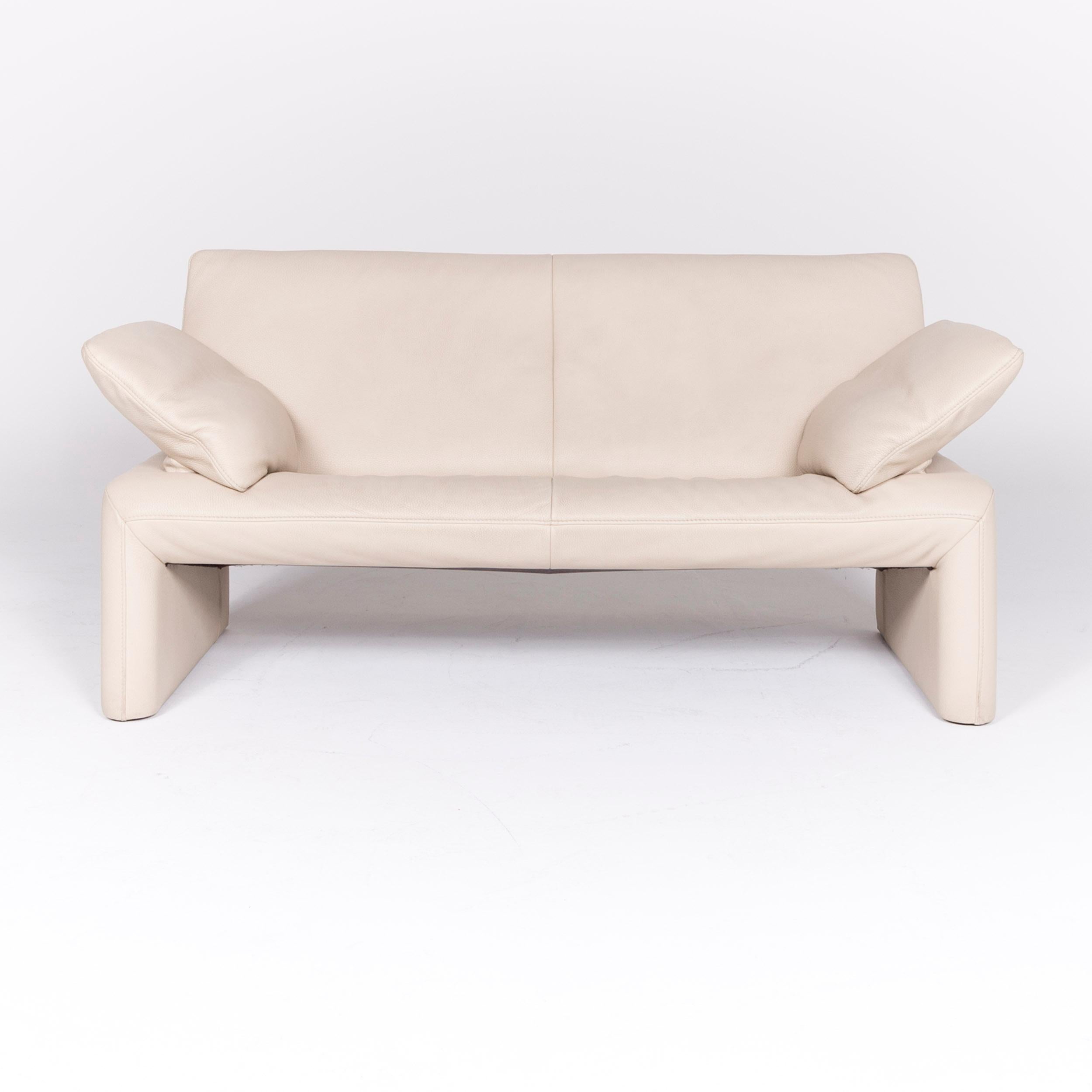Belgian JORI Linea Designer Leather Sofa Beige Real Leather Two-Seat Couch